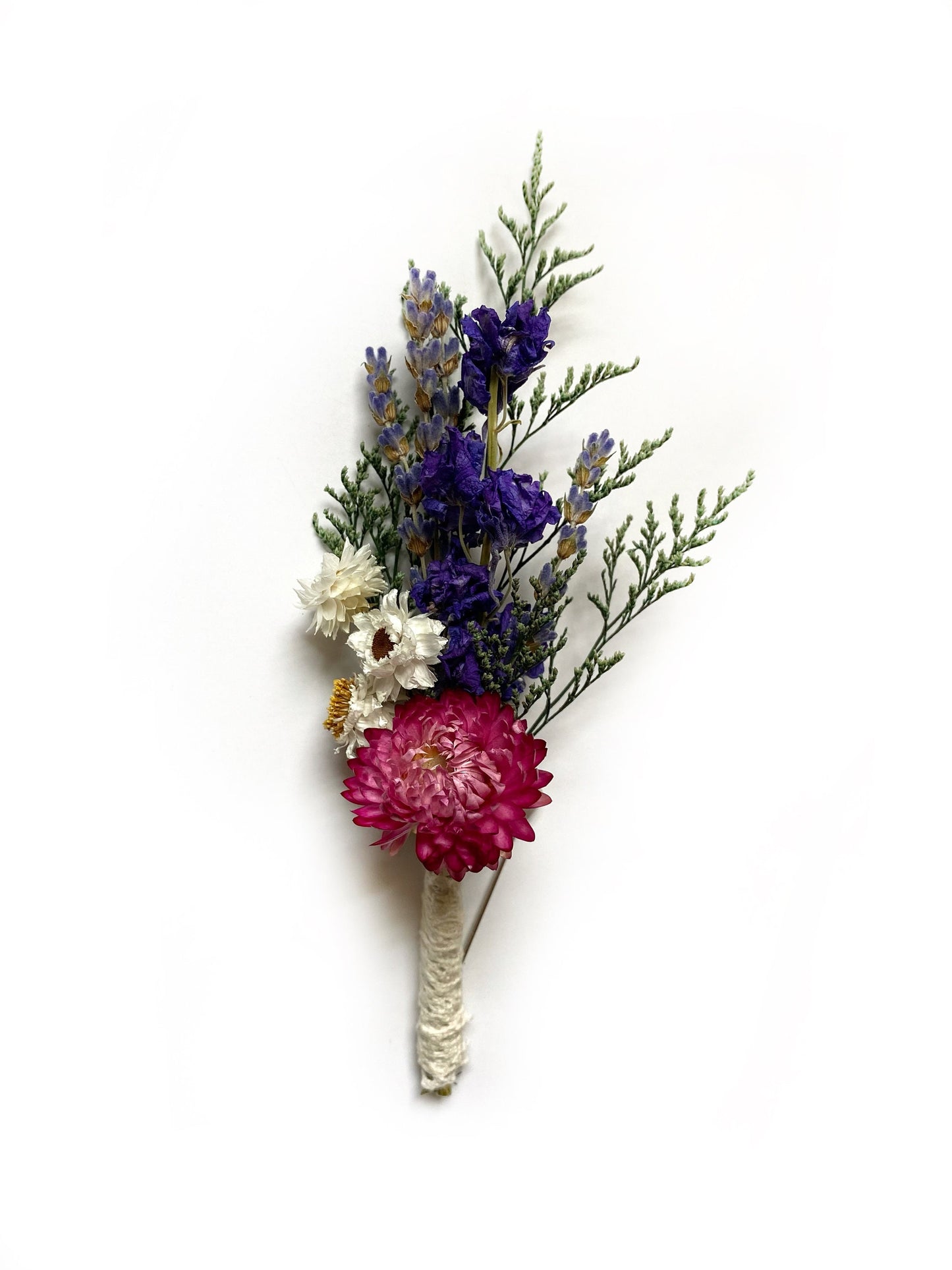 Wedding Bouquet, Dried Flowers, Strawflowers, Bridal, Lavender, Globe Thistles, Preserved Florals, Ammobium, Caspia
