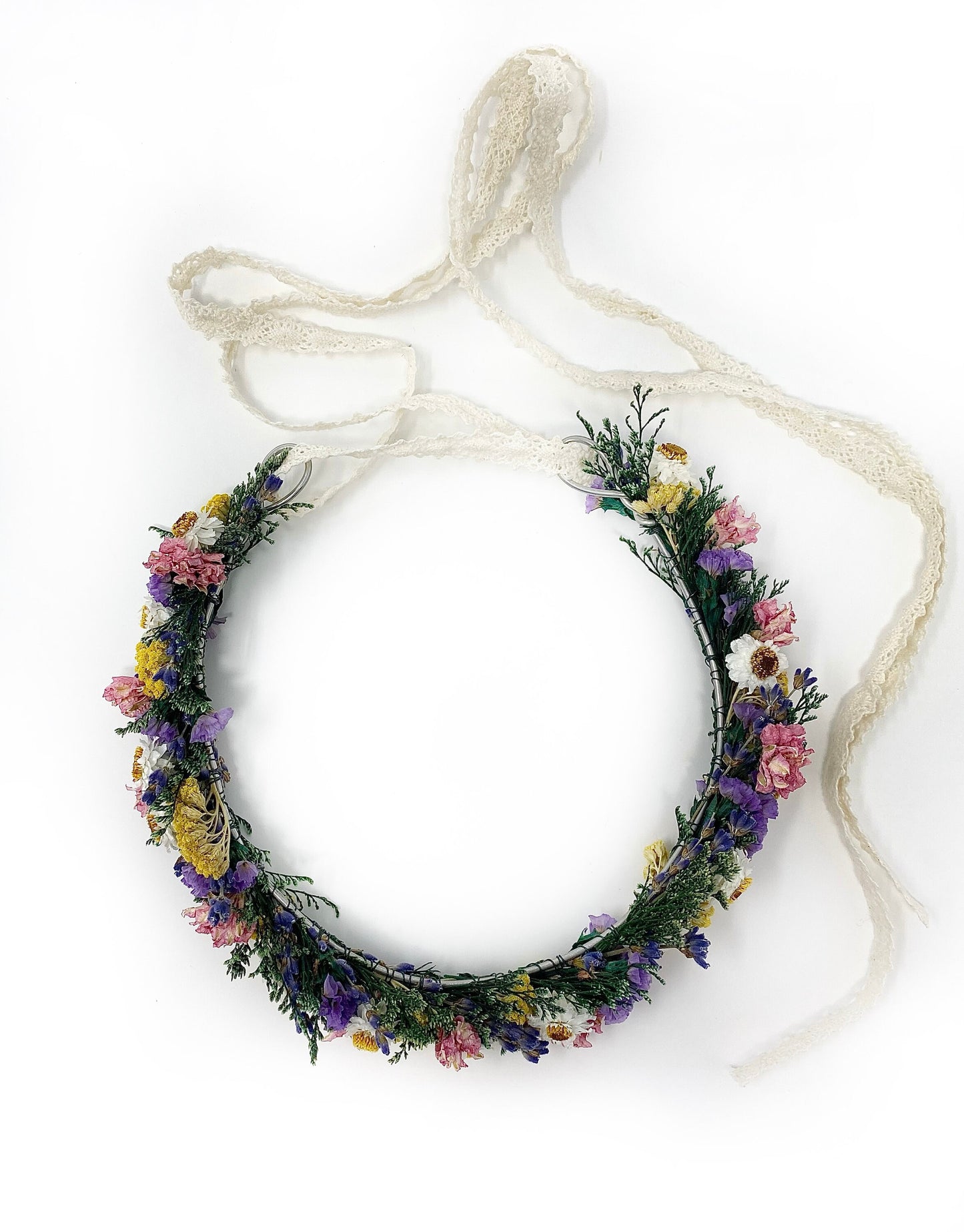 Wedding Head Wreath, Crown, Hoop, Wall Wreath, Halo, Boho, Wild Flower, Floral, Dried Flowers, Simple, Rustic, Preserved, Whimsical, Forest