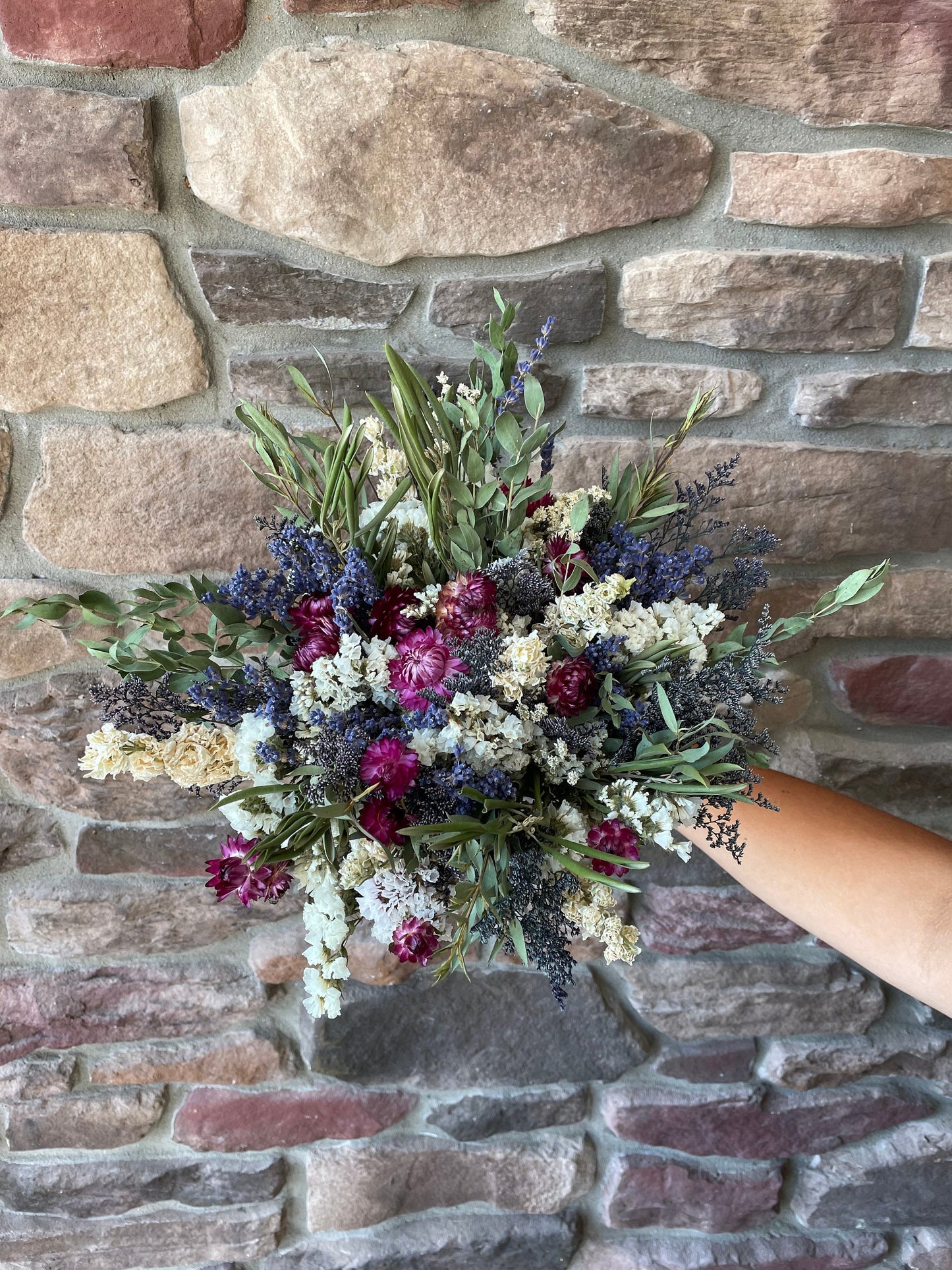 Wedding Bouquet, Lavender, Bridal, Preserved Flowers, Dried Flower Bouquet, Summer, Purple, Greenery, Simple, White,