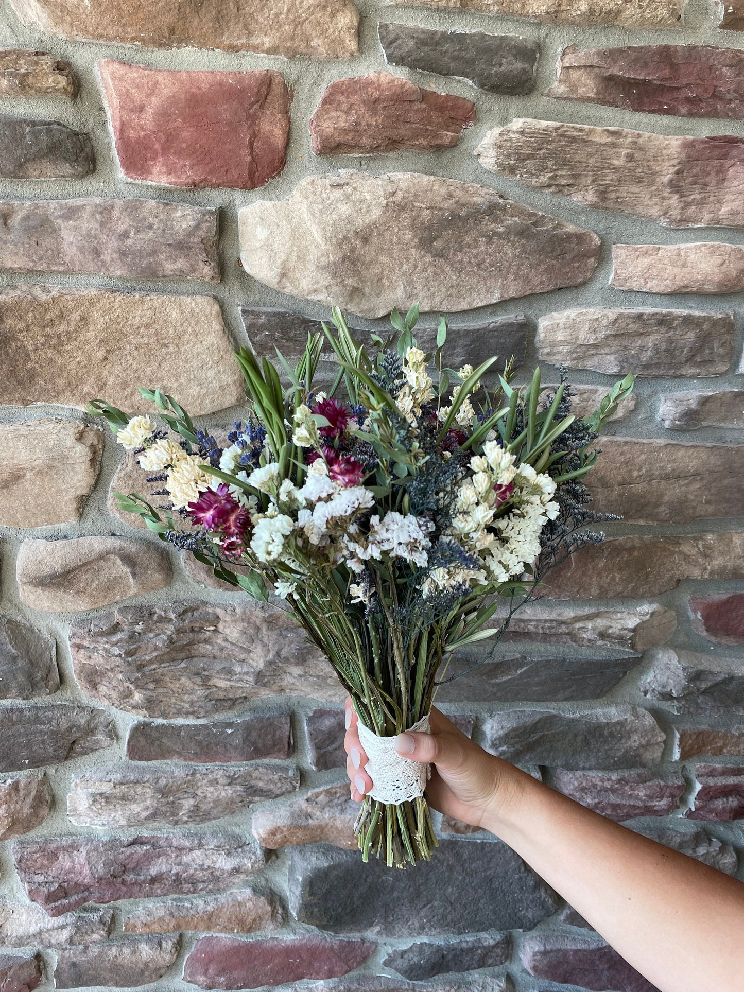 Wedding Bouquet, Lavender, Bridal, Preserved Flowers, Dried Flower Bouquet, Summer, Purple, Greenery, Simple, White,
