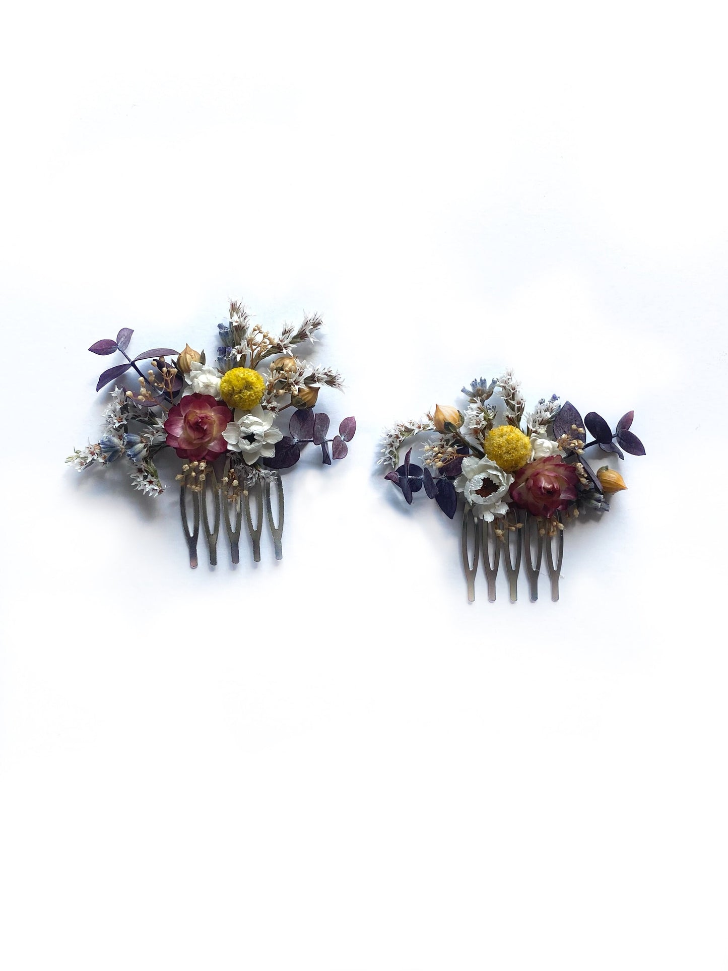 Hair Comb, Fall Hair Pins, Dried flowers, Preserved, Floral Comb, Clip, Wedding, Corsage, Prom, Bridal, Red, White, Yellow, Summer
