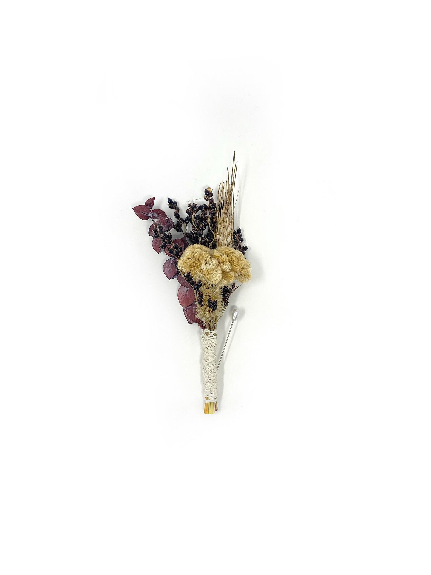 Wedding Bouquet, preserved flowers, eucalyptus, Cream, Coxcomb, Black Wheat, Black Sorghum, bridal