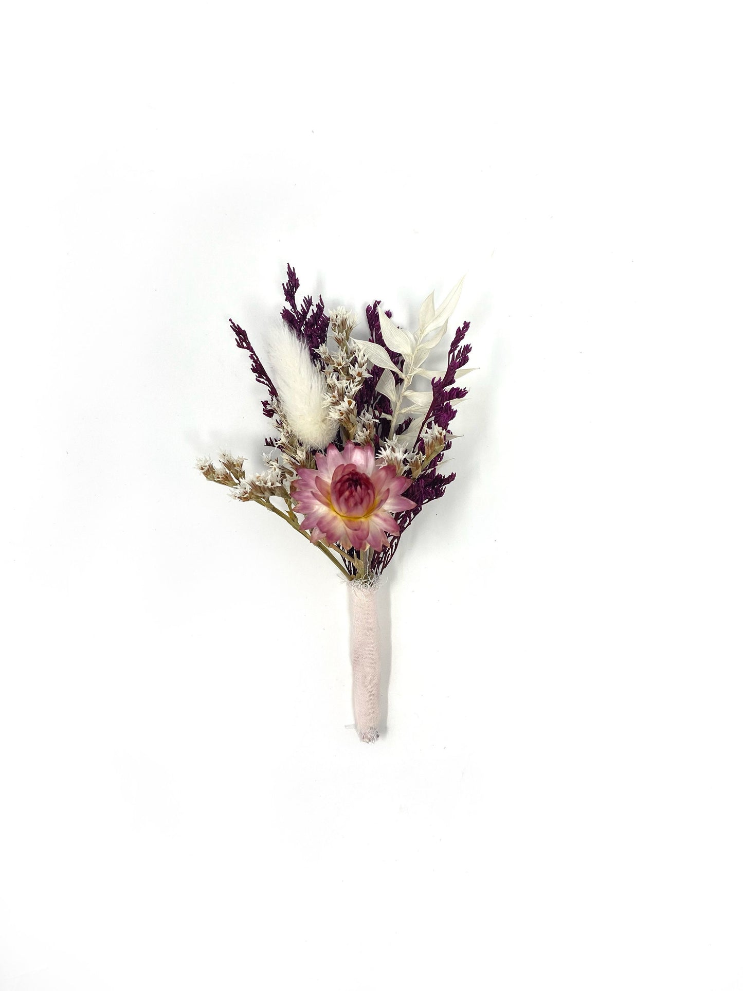 Wedding Bouquet, Dried Flowers, Preserved Floral, Rustic, Bunny Tails, Bridal, Strawflowers, Throw Bouquet, Spring, Pink, Purple, White