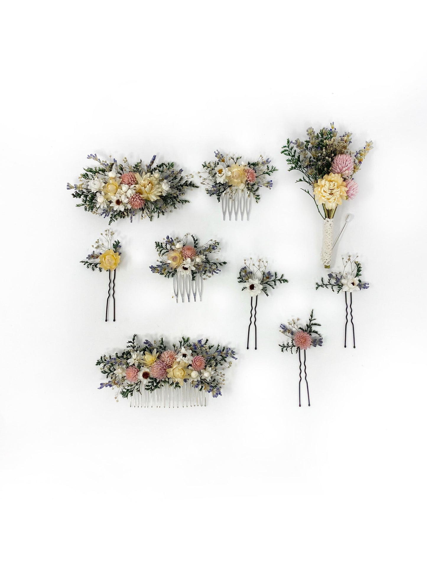 Hair Comb, Hair Pins, Dried flowers, Preserved, Floral Comb, Hair Clip Accessories, Wedding Accessory, Simple, Fairy, Spring, Prom, Bridal
