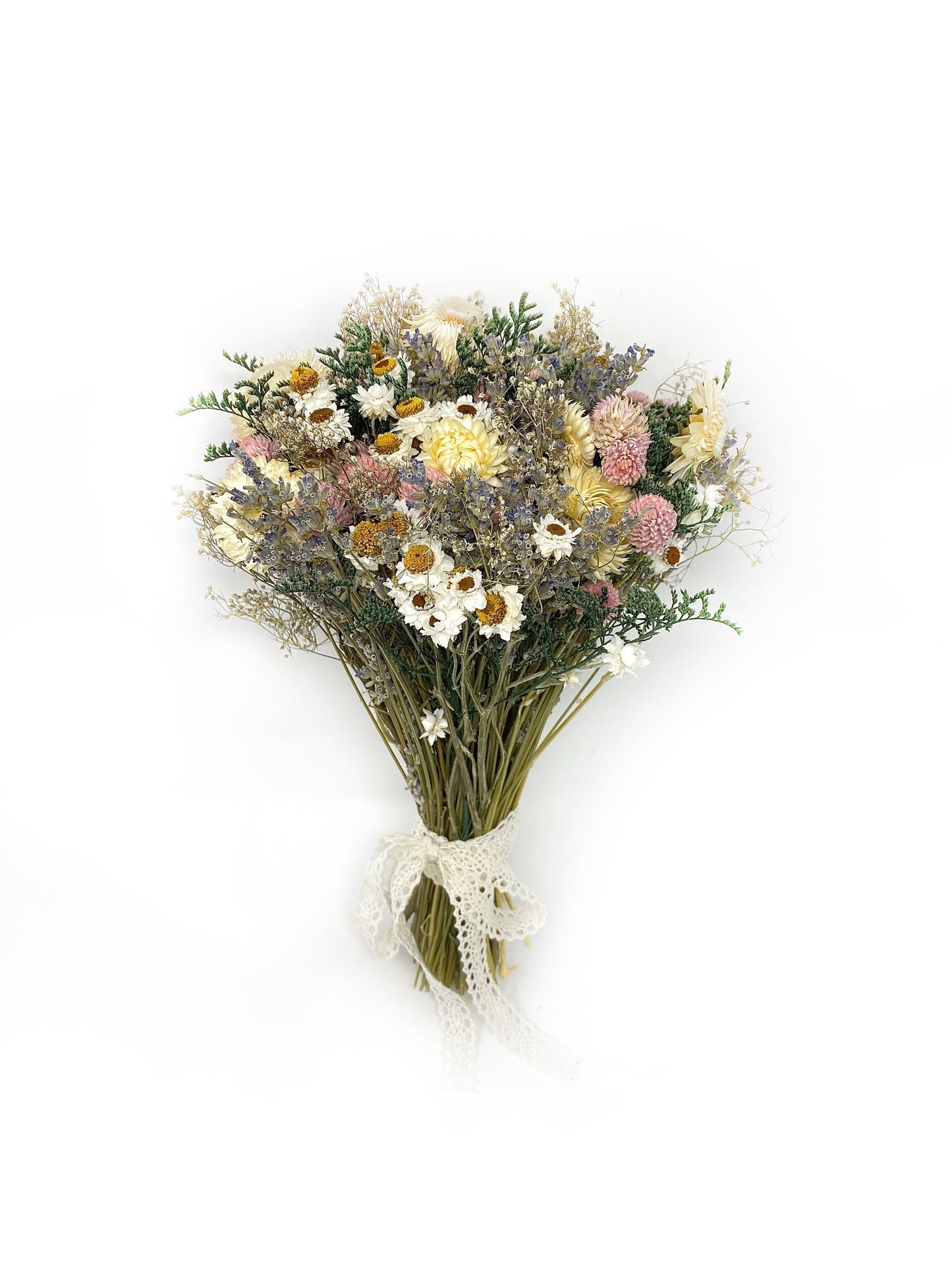Wedding Bouquet, Dried Flowers, Preserved Floral, Rustic, Ammobium, Bridal, Winter, Throw Bouquet, Spring, Pink and White, Fairy, Lavender