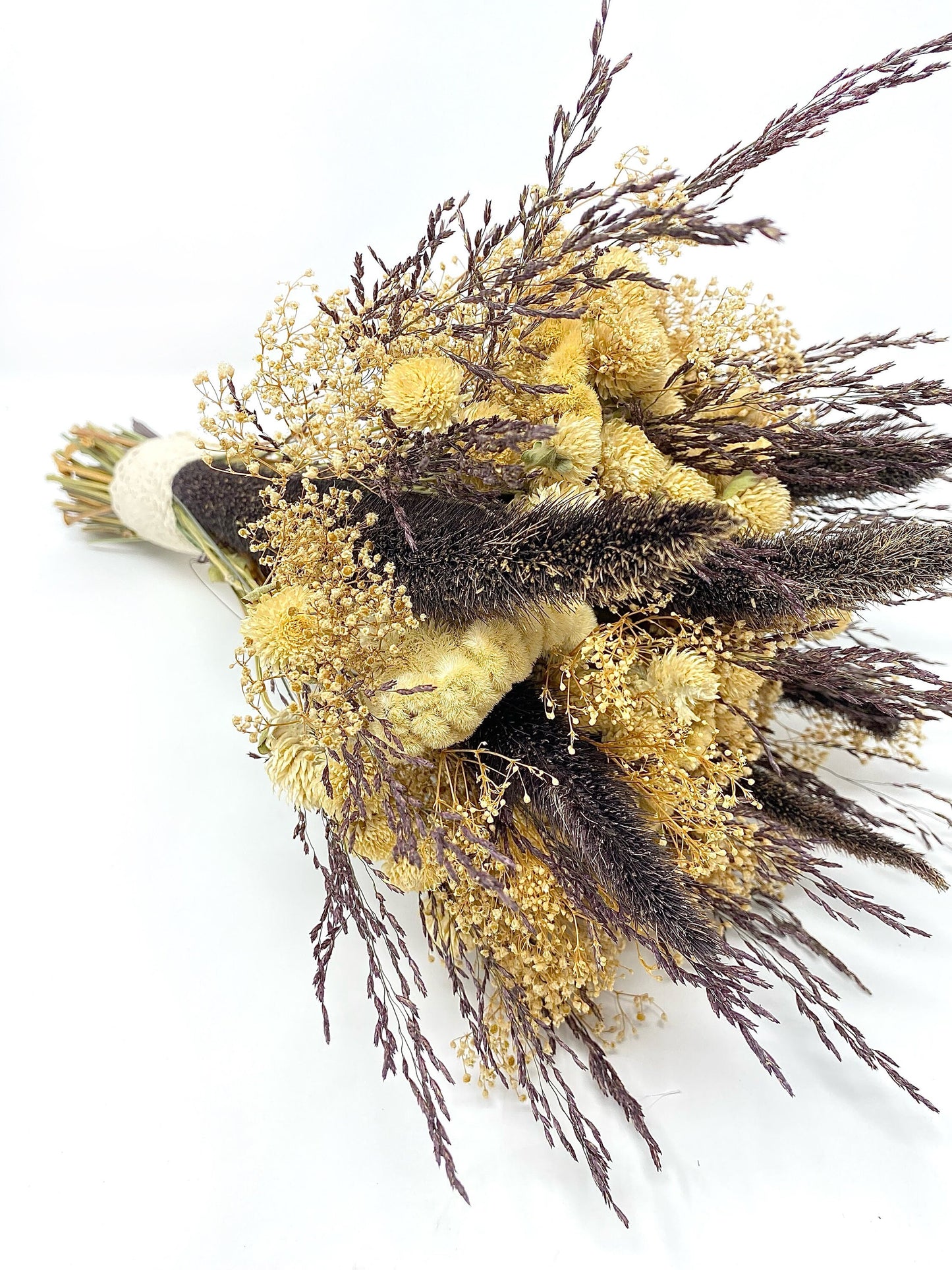 Fall Bouquet, Wedding Floral, Preserved Flowers, Cream, Coxcomb, Bridal, Rustic, Dark Purple, Natural, Throw Bouquet