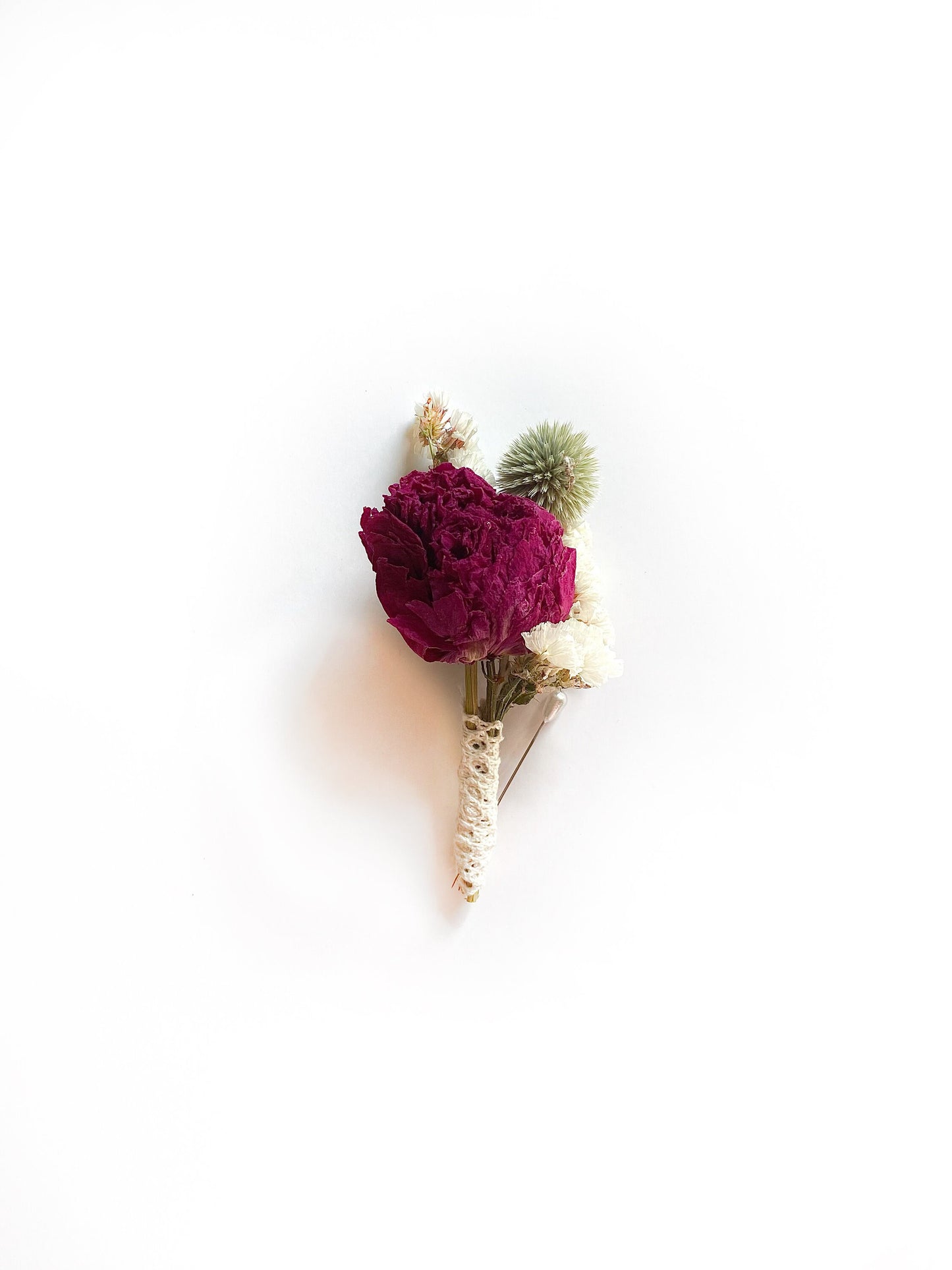 Wedding Bouquet, Winter theme, globe thistle, Peony, white situata statice, colorful, decor, green, pink, blue, burgundy, wedding