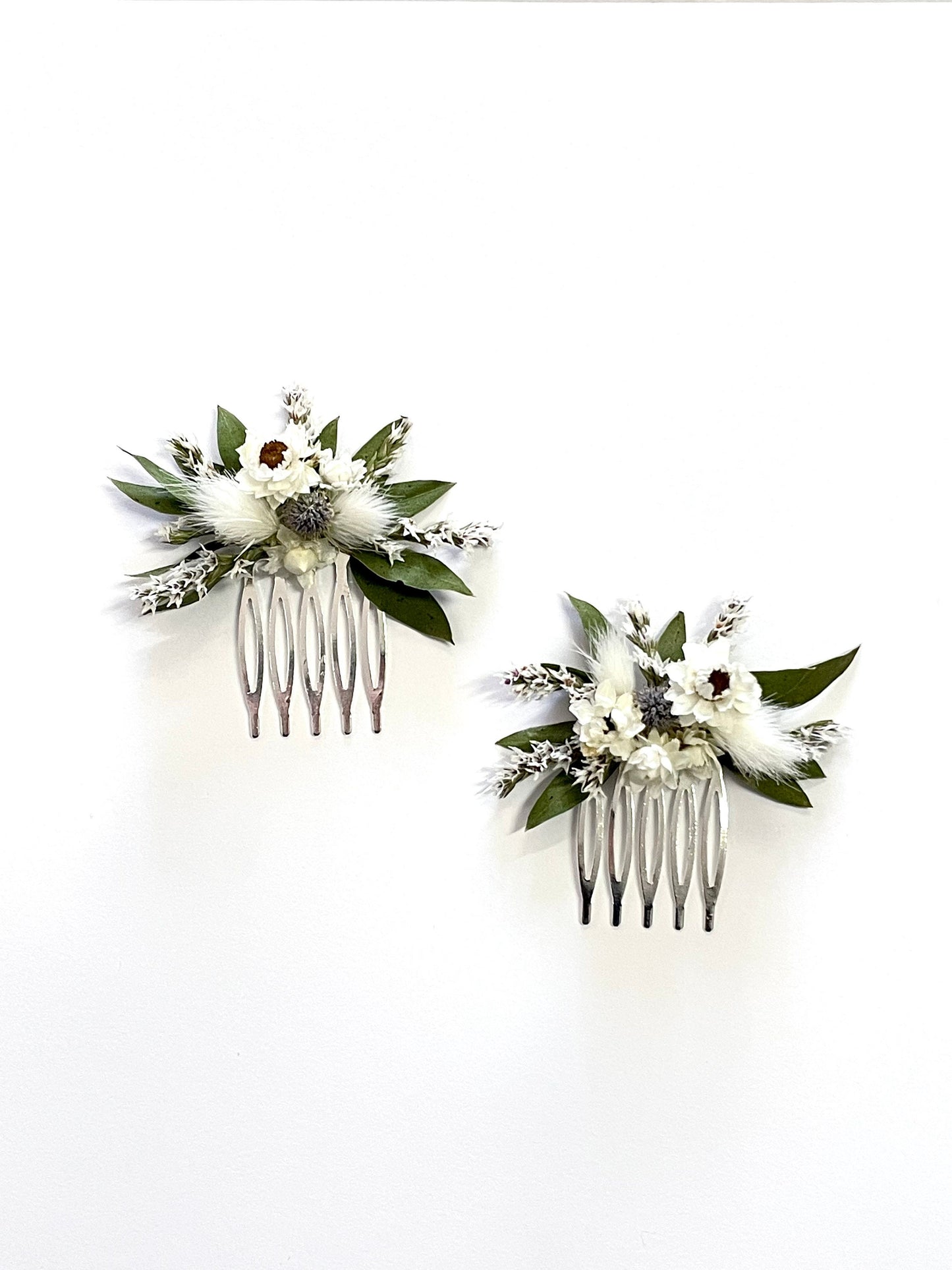 Hair Comb, Winter Hair Pins, Dried flowers, Preserved, Floral Comb, Clip, Wedding, Corsage, Prom, Bridal, Blue, White, Green, Summer