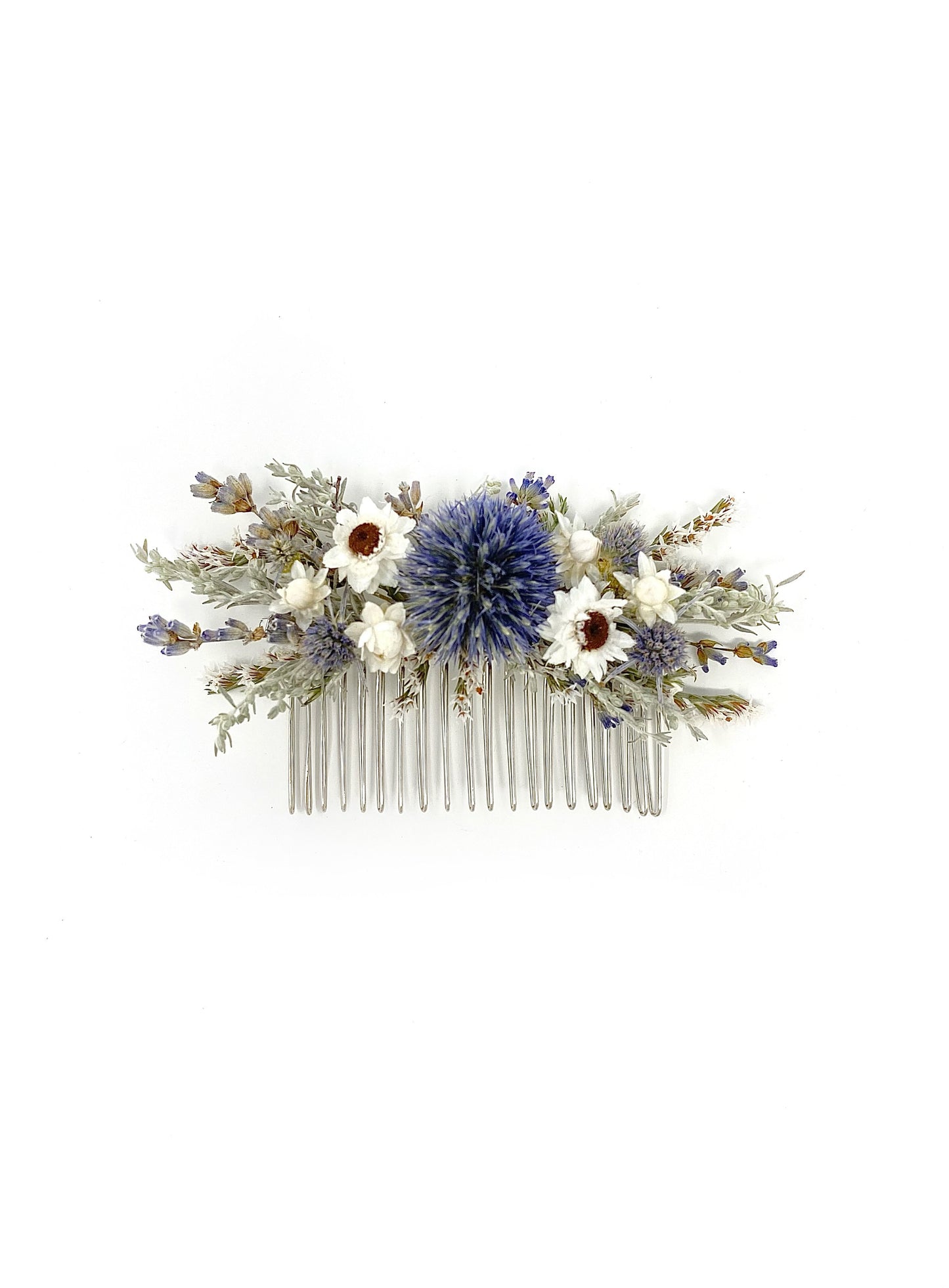 Hair Comb, Hair Pins, Dried flowers, Preserved, Floral Comb, Clip, Wedding, Corsage, Prom, Bridal, Blue, Winter, Spring, Natural, White