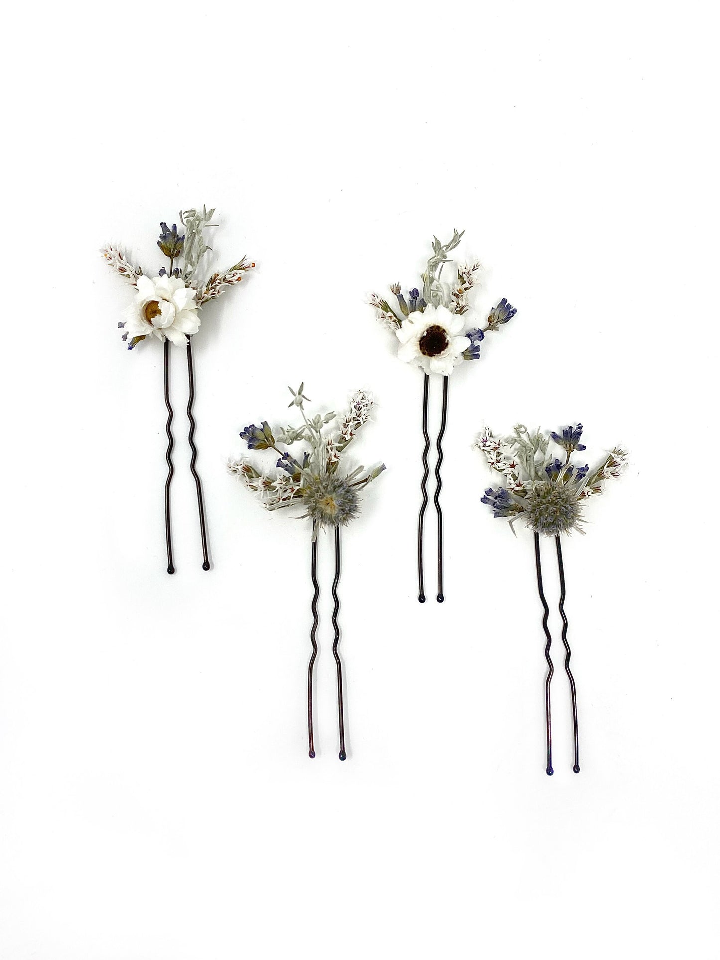 Hair Comb, Hair Pins, Dried flowers, Preserved, Floral Comb, Clip, Wedding, Corsage, Prom, Bridal, Blue, Winter, Spring, Natural, White