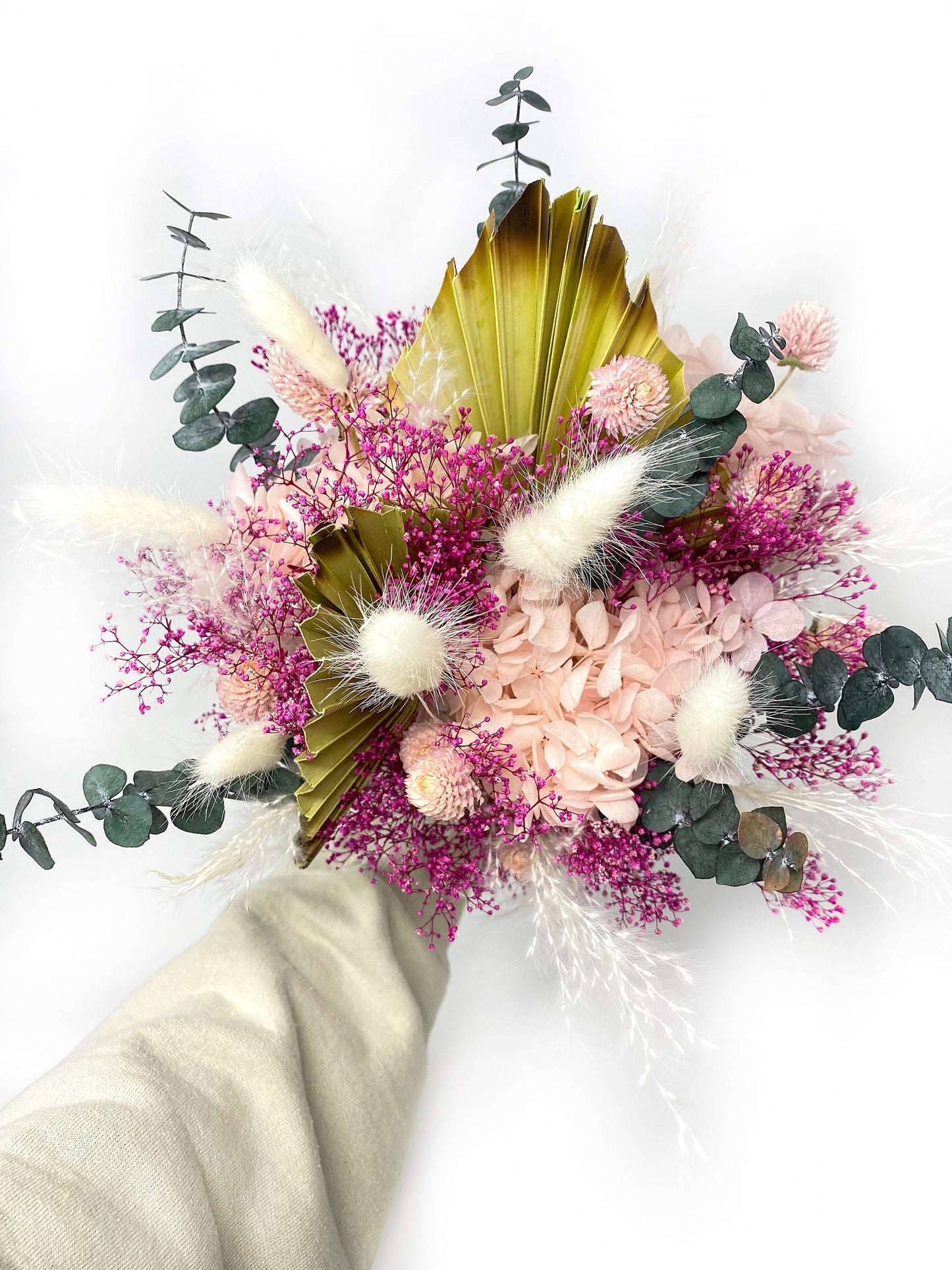 Wedding Bouquet, Pink Flowers, Dried Floral, Majestic, Preserved Floral, Bridal, Pink Bouquet, Summer, Spring, Gift, Boho, Palm Leaves
