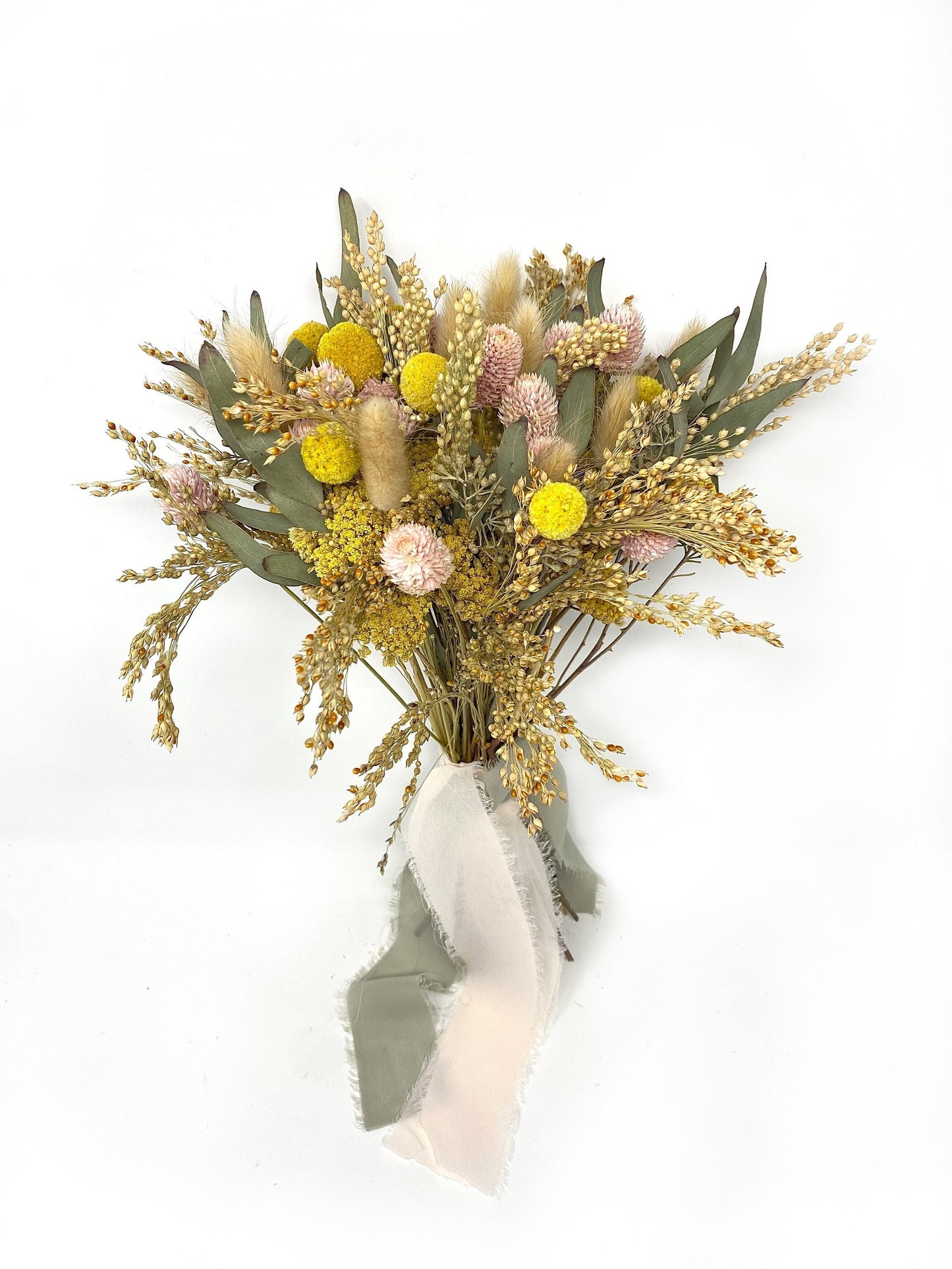 Summer Bouquet, Dried Florals, Wedding Flowers, Pink and Yellow, Throw Bouquet, Greenery, Light colors, Summer Florals, Bridal,Anniversary