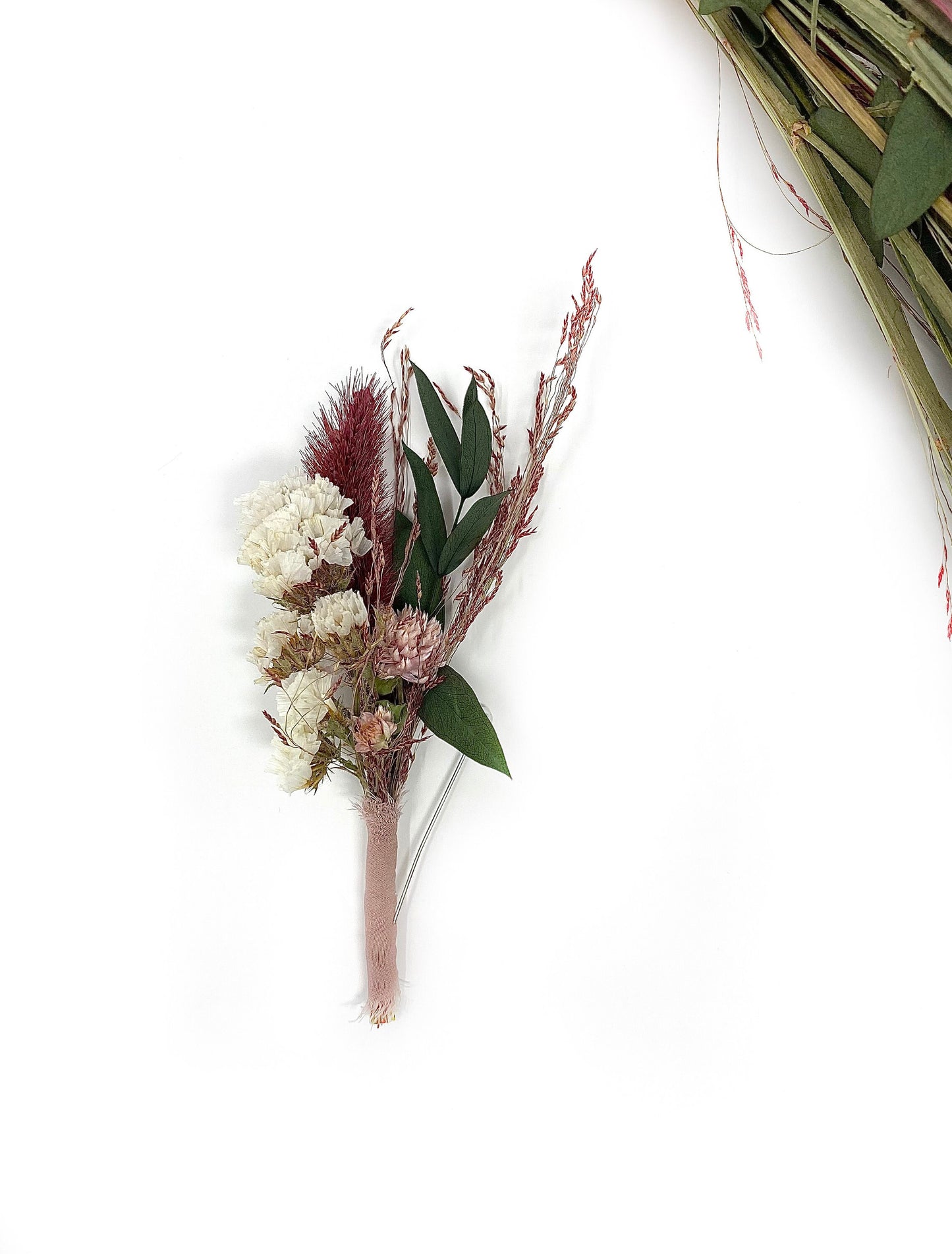 Wedding Bouquet, Dried Flowers, Majestic, Preserved Floral, Bridal, Ribbon, Pink Bouquet, Green and White, Red Silk, Summer, Spring, Gift