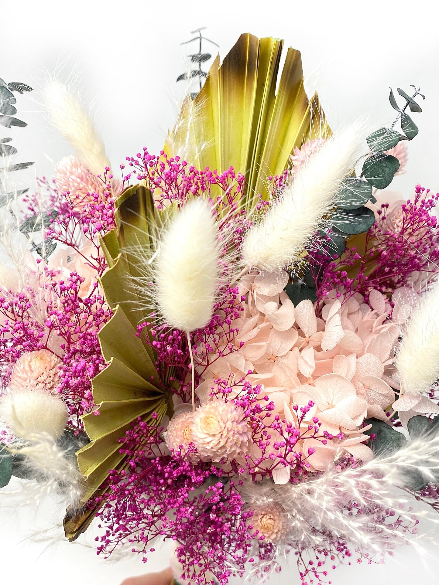 Wedding Bouquet, Pink Flowers, Dried Floral, Majestic, Preserved Floral, Bridal, Pink Bouquet, Summer, Spring, Gift, Boho, Palm Leaves