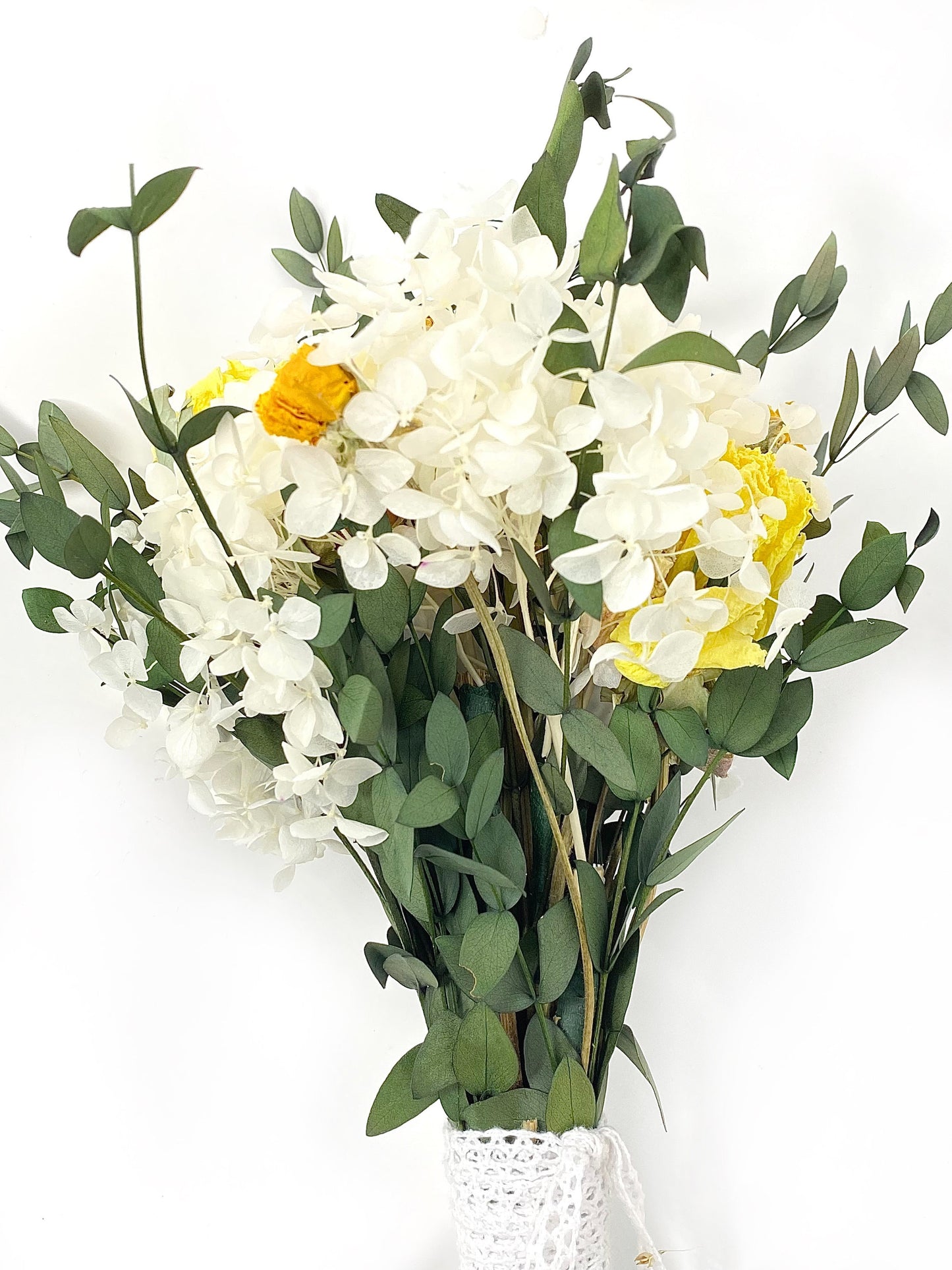 Yellow Bouquet, Wedding Flowers, Dried Florals, Yellow and White, Throw Bouquet, Peonies, Greenery, Summer Florals, Hydrangeas, Bridal