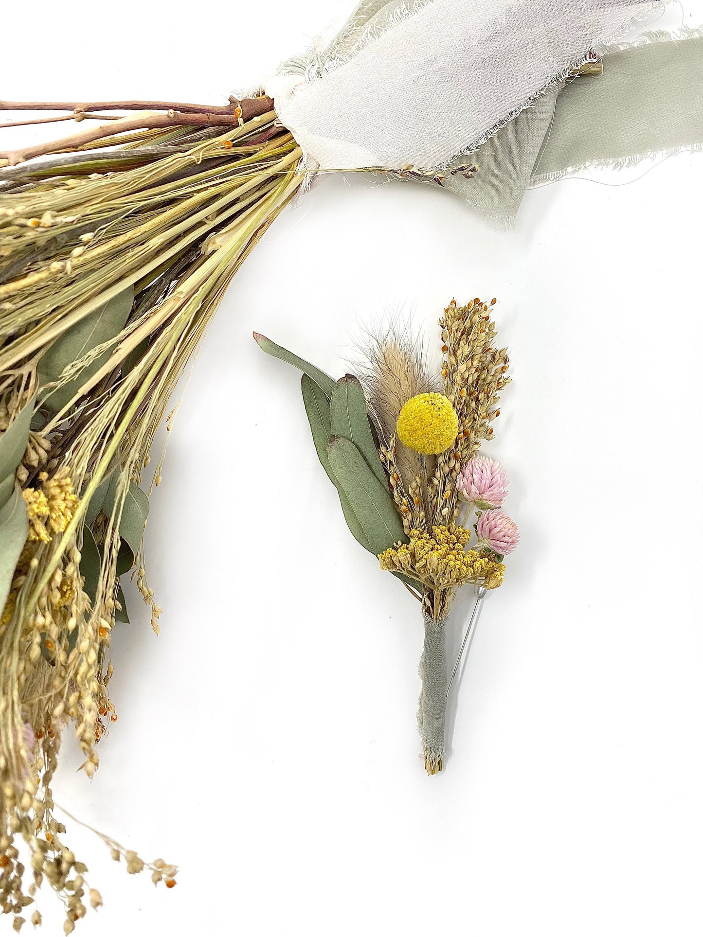 Summer Bouquet, Dried Florals, Wedding Flowers, Pink and Yellow, Throw Bouquet, Greenery, Light colors, Summer Florals, Bridal,Anniversary