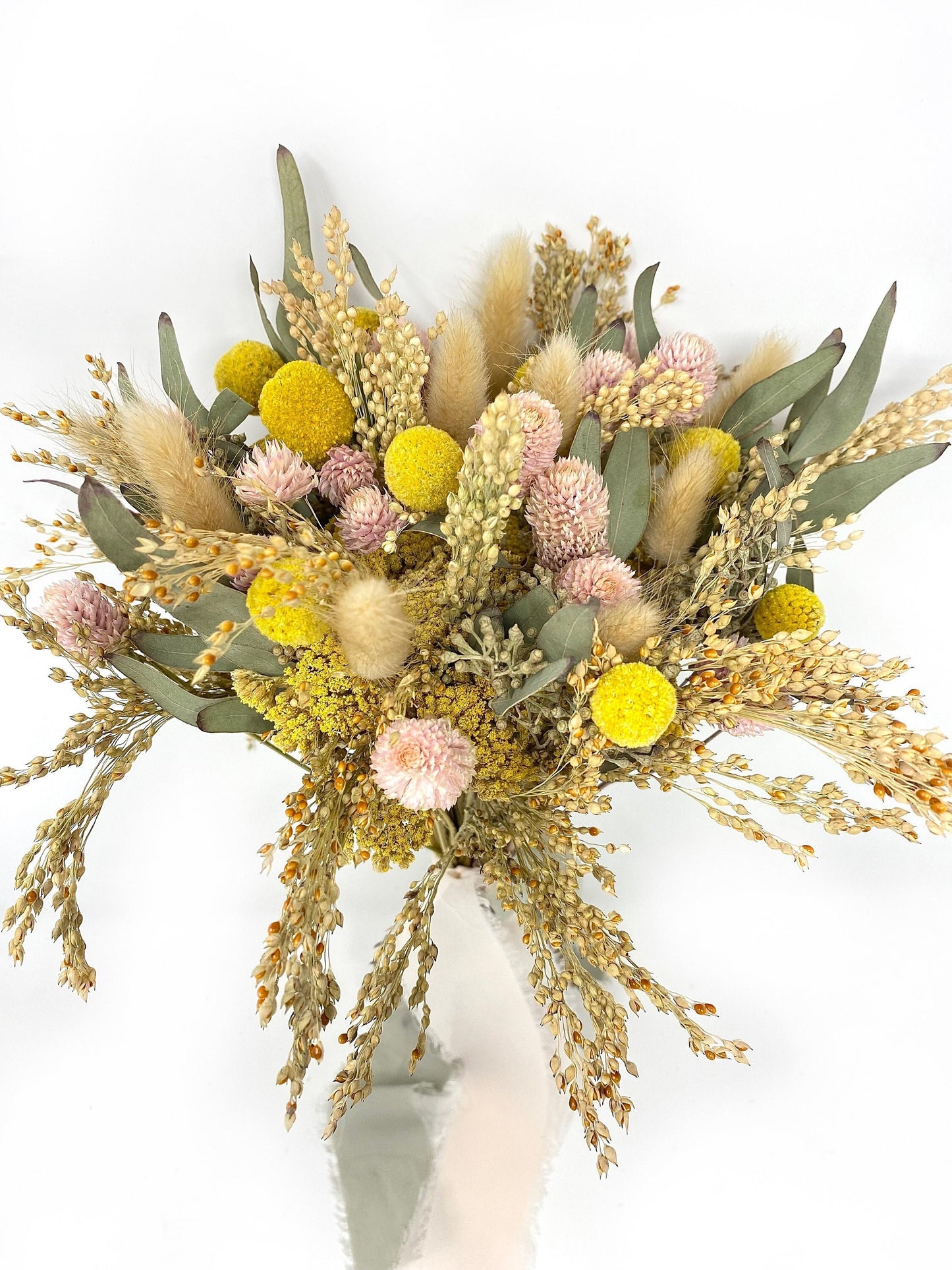Summer Bouquet, Dried Florals, Wedding Flowers, Pink and Yellow, Throw Bouquet, Greenery, Light colors, Summer Florals, Bridal,Anniversary