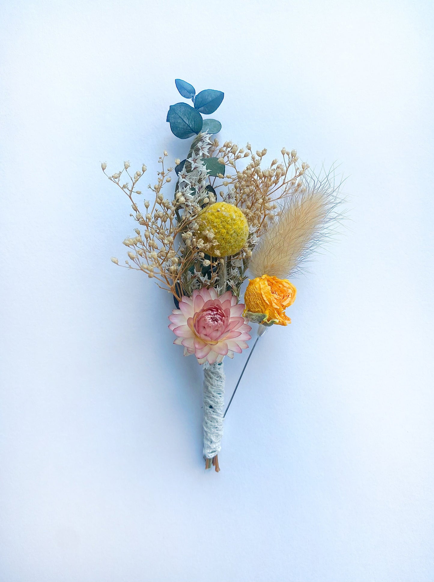 Summer Bouquet, Wedding Flowers, Dried Florals, Pink and Yellow, Throw Bouquet, Majestic, Light colors, Spring, Bridal, Anniversary