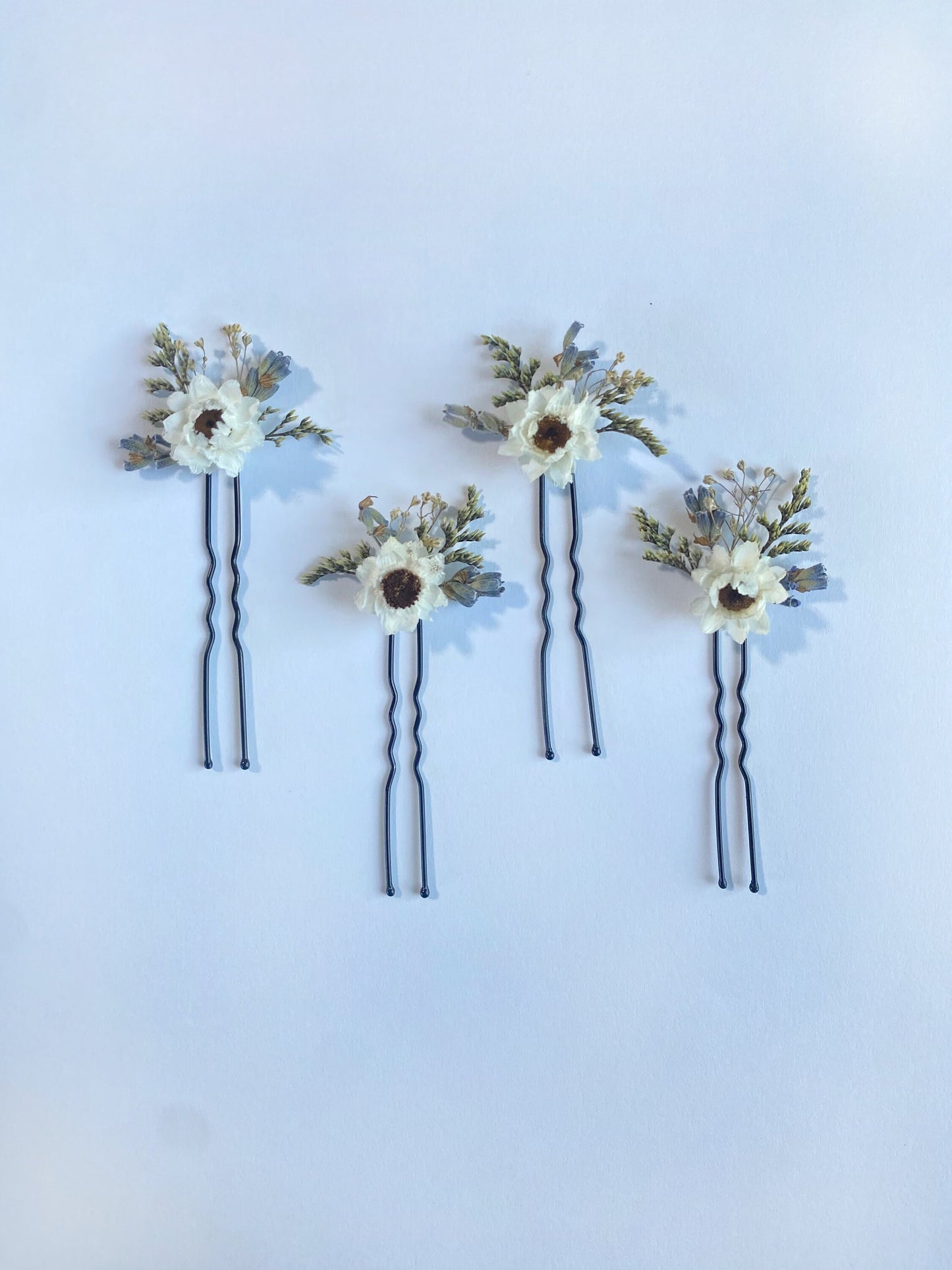 Hair Comb, Hair Pins, Dried flowers, Preserved, Floral Comb, Clip, Wedding, Corsage, Prom, Bridal, Green, White