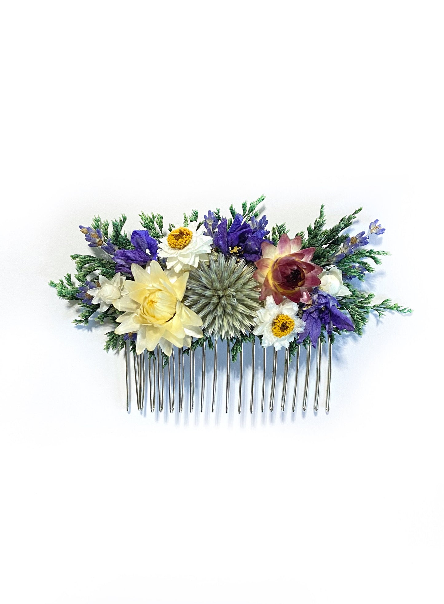 Wedding Bouquet, Dried Flowers, Strawflowers, Bridal, Lavender, Globe Thistles, Preserved Florals, Ammobium, Caspia