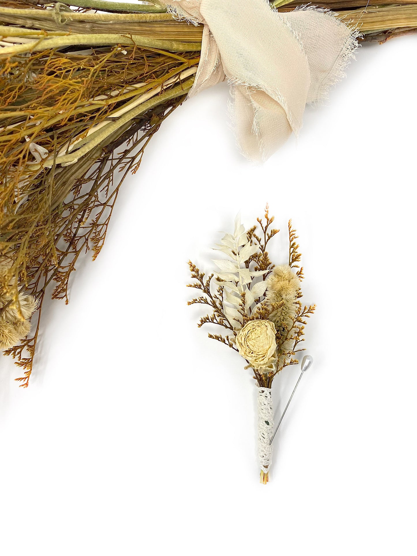 Fall Bouquet, Wedding Flowers, Floral Arrangement, Dried Flowers, Preserved, Dried Flowers, Bridal, Natural, Orange and White , Home Decor