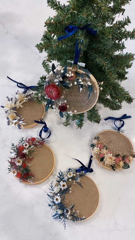 Floral Wreath Ornaments, Holiday Gifts, Christmas Tree, Room Decor, Dried Flowers, Preserved, Colorful, Natural