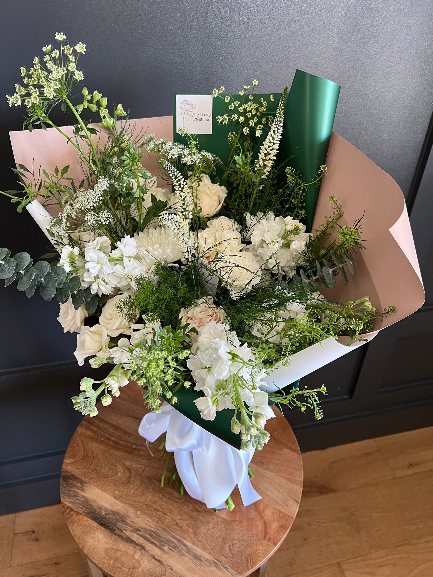 Valentine’s Day Fresh Flower Bouquets: White & Green