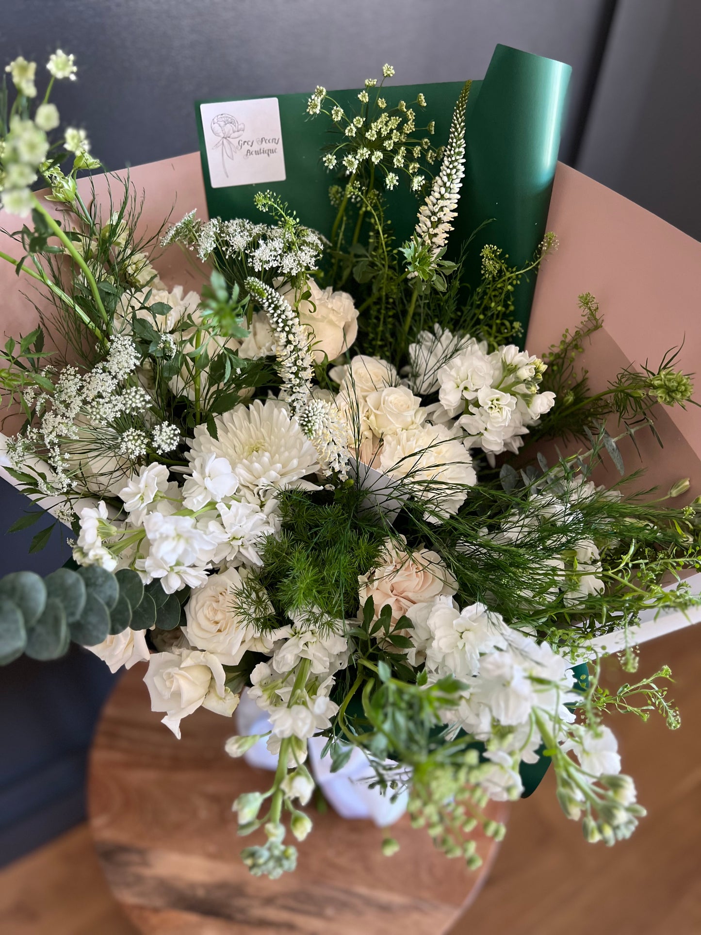 Valentine’s Day Fresh Flower Bouquets: White & Green