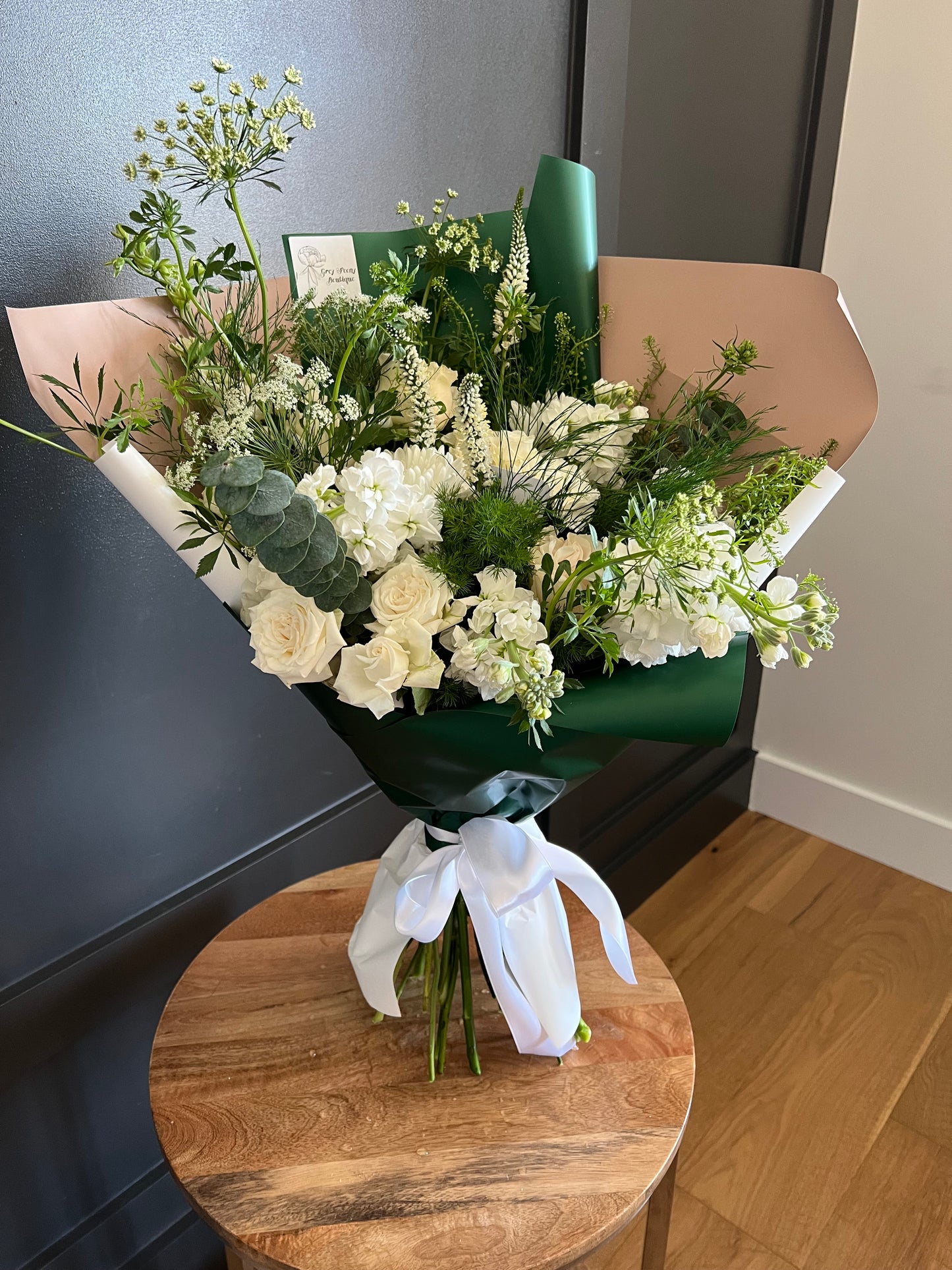 Valentine’s Day Fresh Flower Bouquets: White & Green