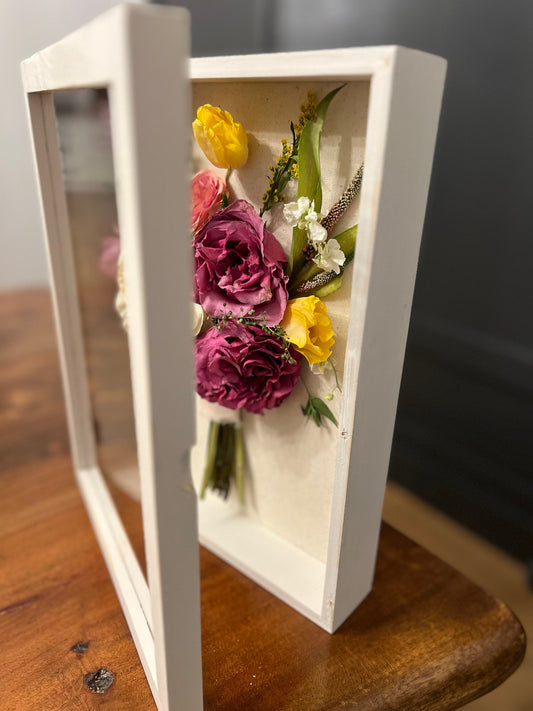 Bouquet Preservation, Shadow Box, Keepsake Box, Memory, Bridal Flowers, Display Case, Frame Box Flower, White, Bouquet Memory Box