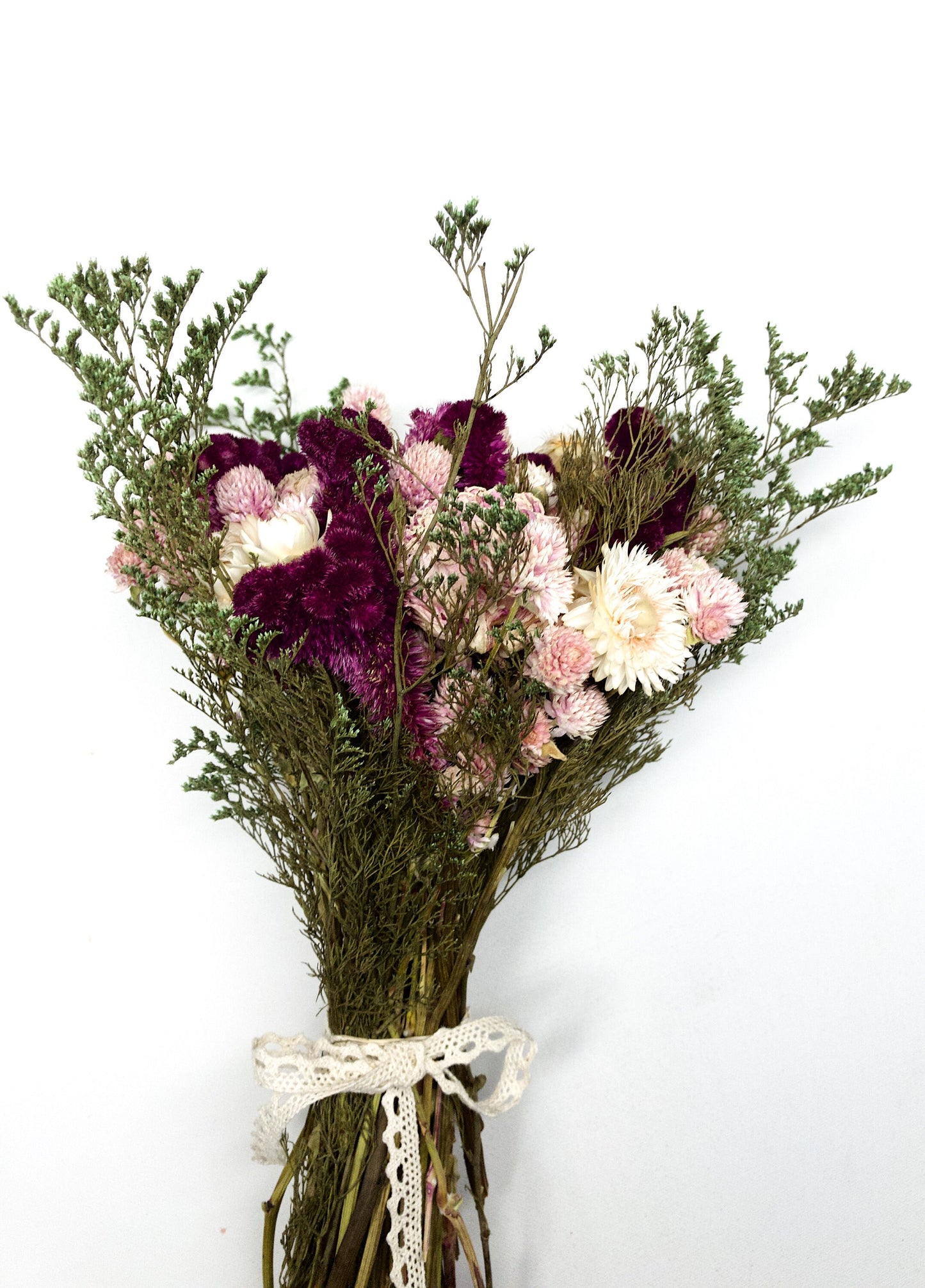 Floral Bouquet, Preserved Flower, Gift, Wedding , Anniversary gift, Coxcomb, Caspia, Strawflower, Amaranth, Peony, Pink, Green, Bridal