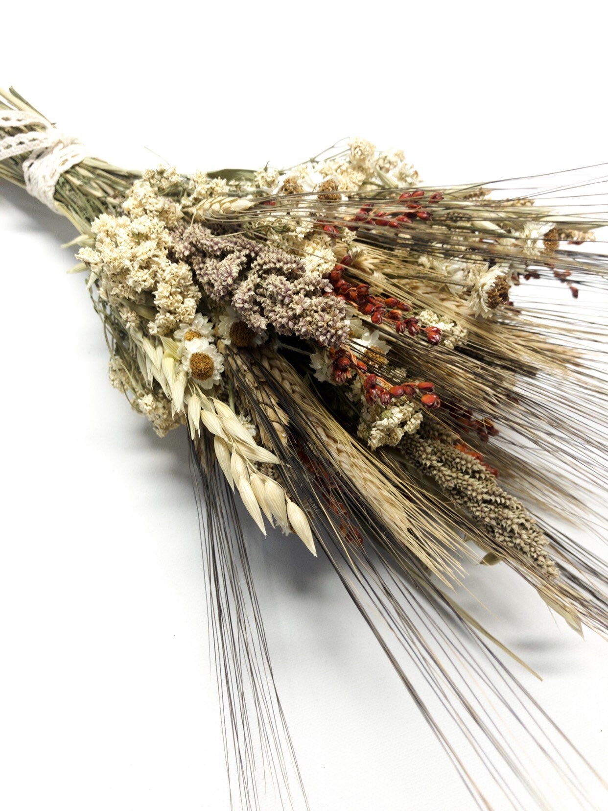 Fall Wedding Bouquet, Fall Collection, Wheat, Grass, Millet, Broom Corn, Oats, Red, Burgundy, Beige, White, Simple, Gentle, Elegant