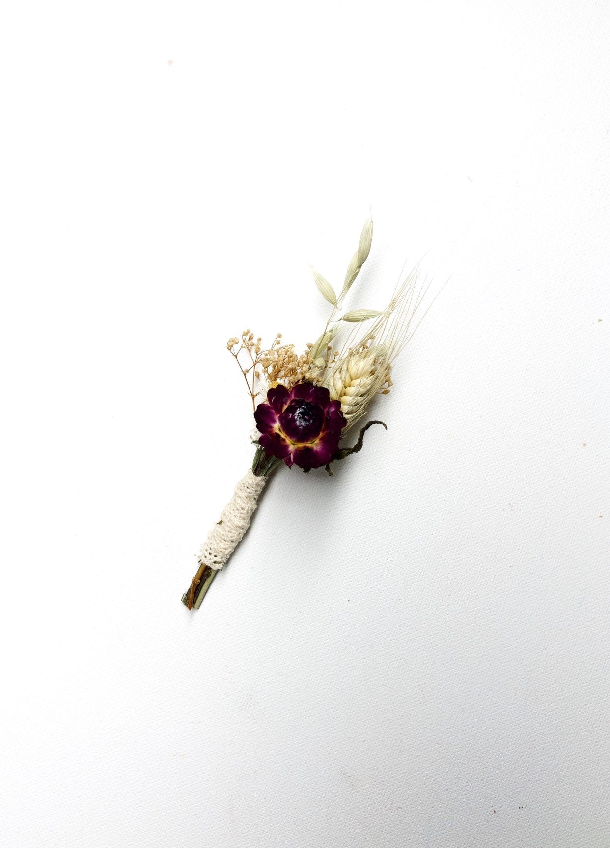 Fall Wedding Bouquet, Dried Flowers, Bridal, Strawflowers, Oats, Coxcomb, Celosia, Red, Burgundy, Beige, White, Simple, Gentle, Wheat
