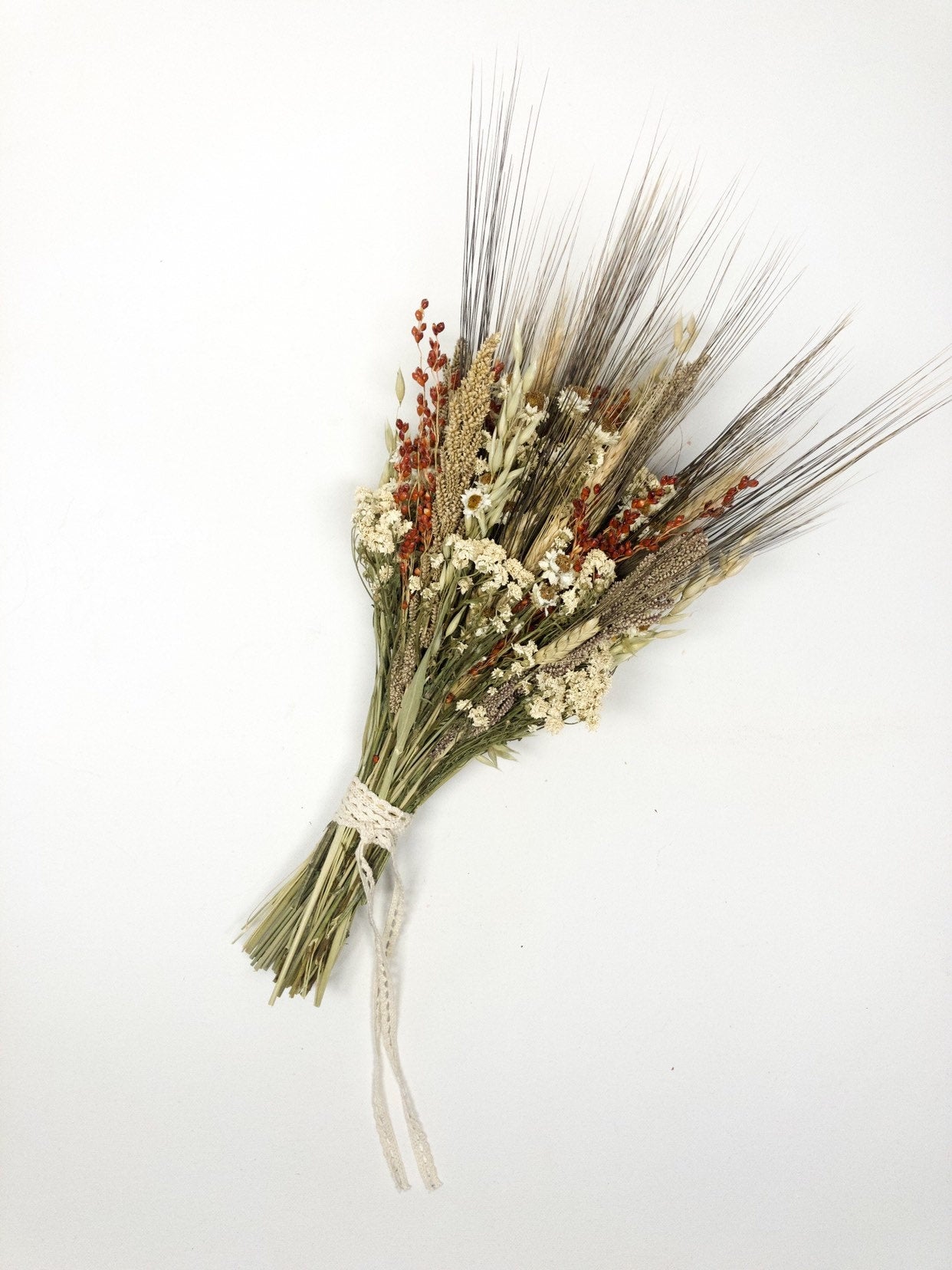 Fall Wedding Bouquet, Fall Collection, Wheat, Grass, Millet, Broom Corn, Oats, Red, Burgundy, Beige, White, Simple, Gentle, Elegant