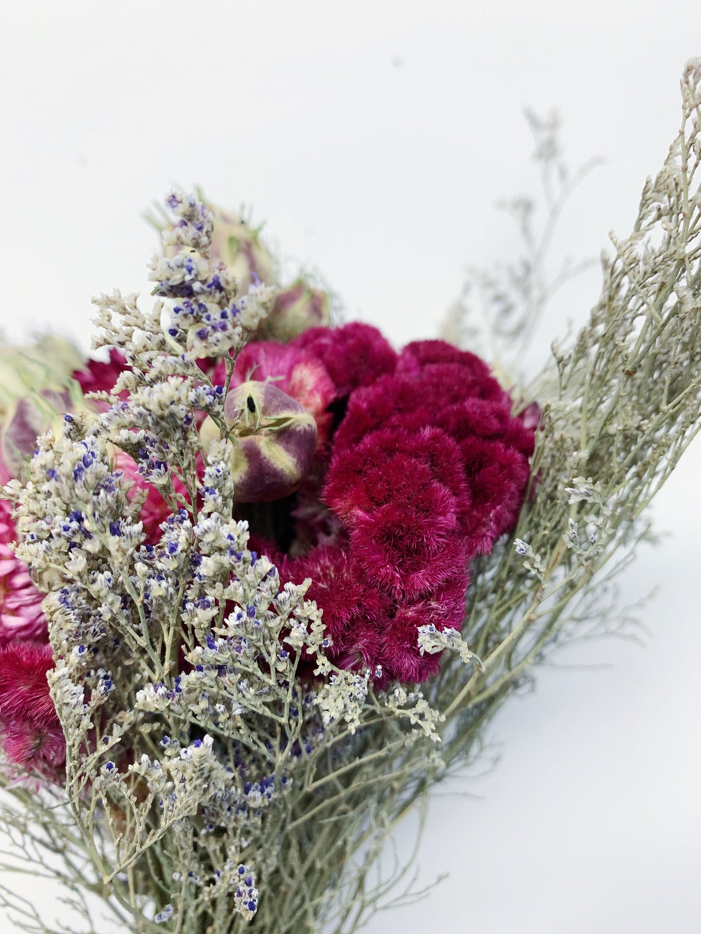 Wedding Bouquet, Spring Collection, Dried Flowers, Bridal, Strawflowers, Nigella, Caspia, Preserved Floral, Coxcomb