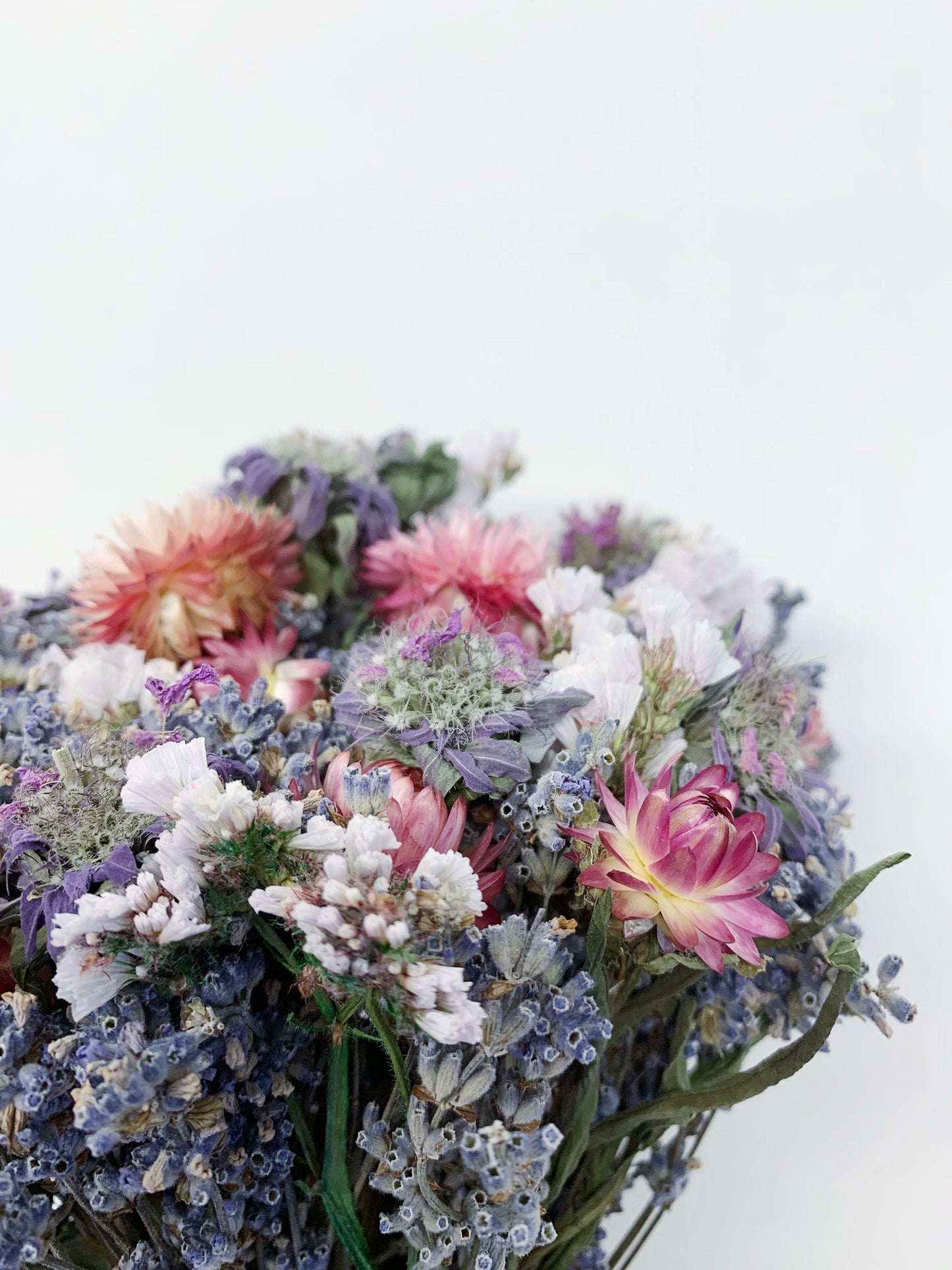 Wedding Bouquet, Preserved, Dried Flowers, Bridal, Floral, Colorful, Bridesmaid, pink, blue, purple, Strawflowers, Lavander