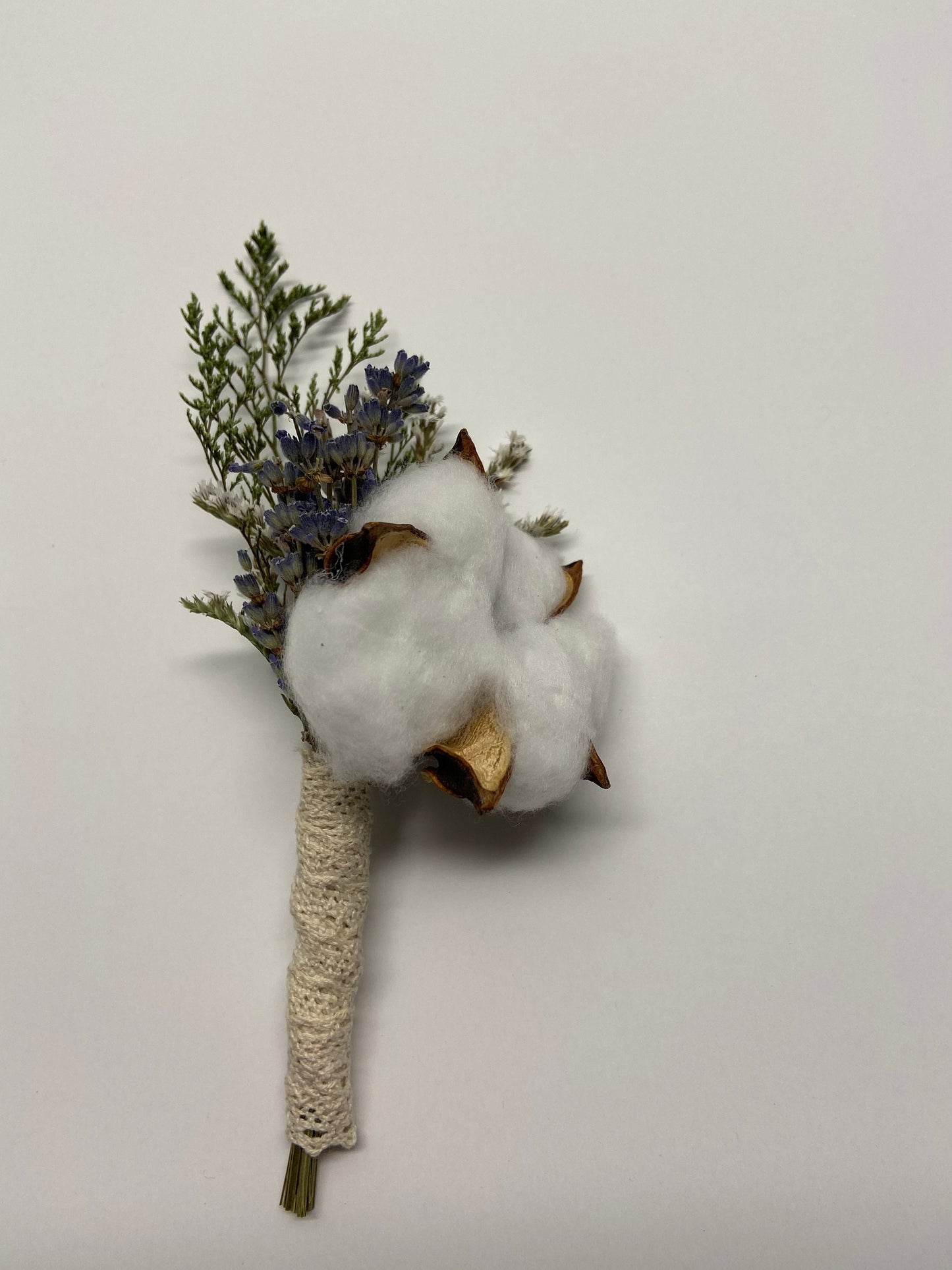 Cotton Wedding Boutonniere, Dried flowers, Preserved, Wedding Accessory, Rustic Wedding, Simplicity, Simple, Neutral