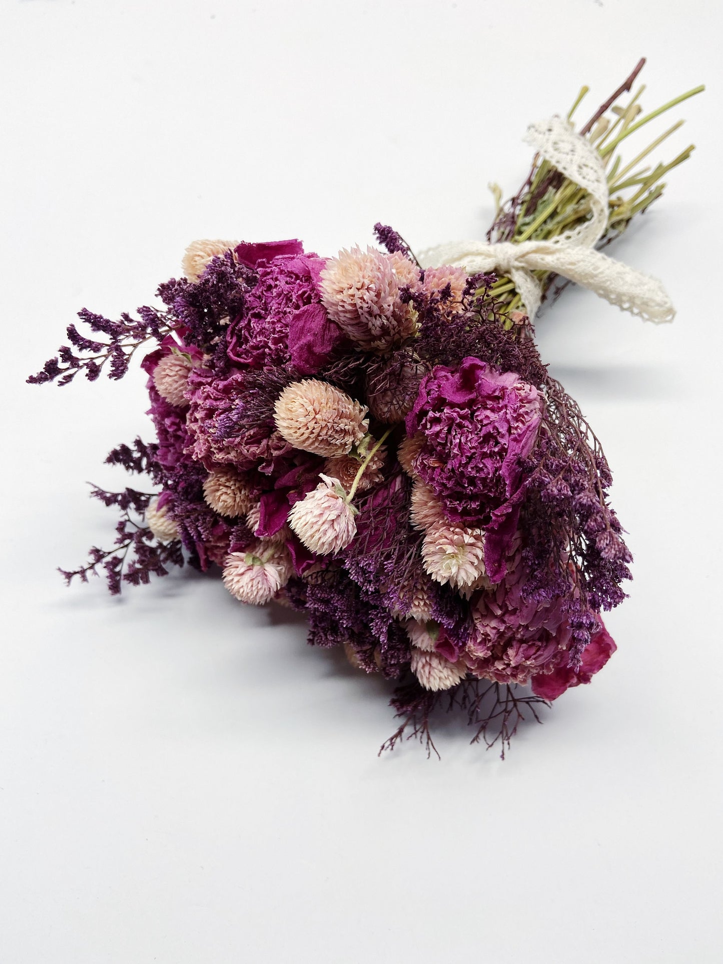 Wedding Bouquet, Preserved Flowers, Dried Floral, Throw Bouquet, Peonies, Pink, Purple, Home Decor, burgundy, Caspia, Globe Amaranth