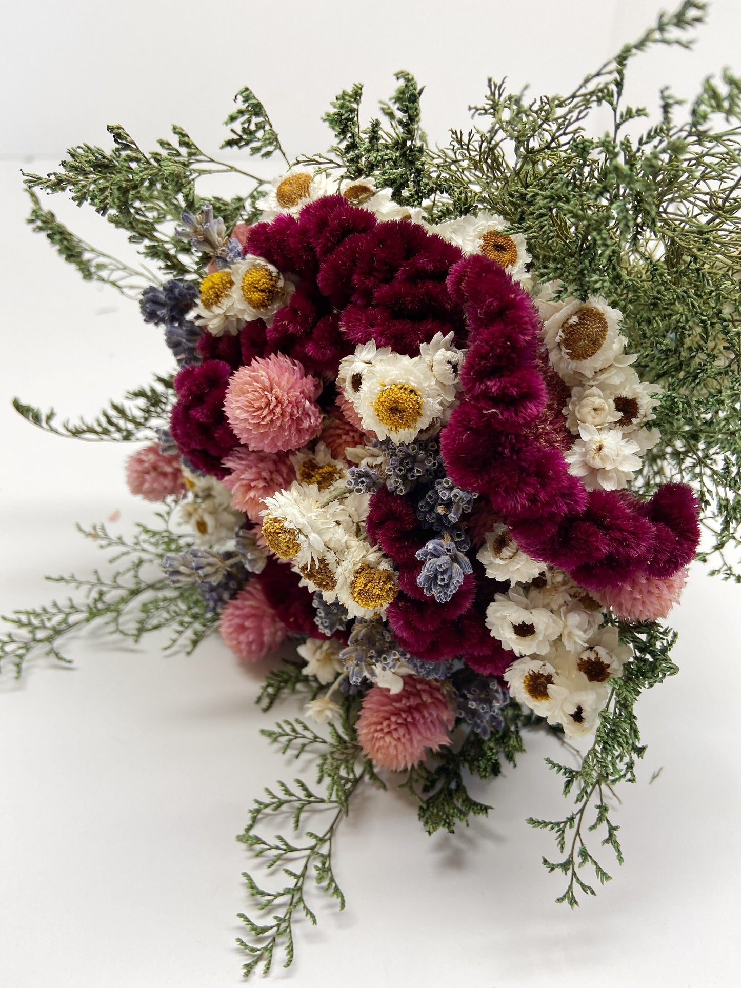 Spring Collection, Bouquet, Natural Flowers, Dried, Bridal, Wedding, Floral, Colorful, Bridesmaid, Pink, Lavender, Globe Amaranth, Caspia