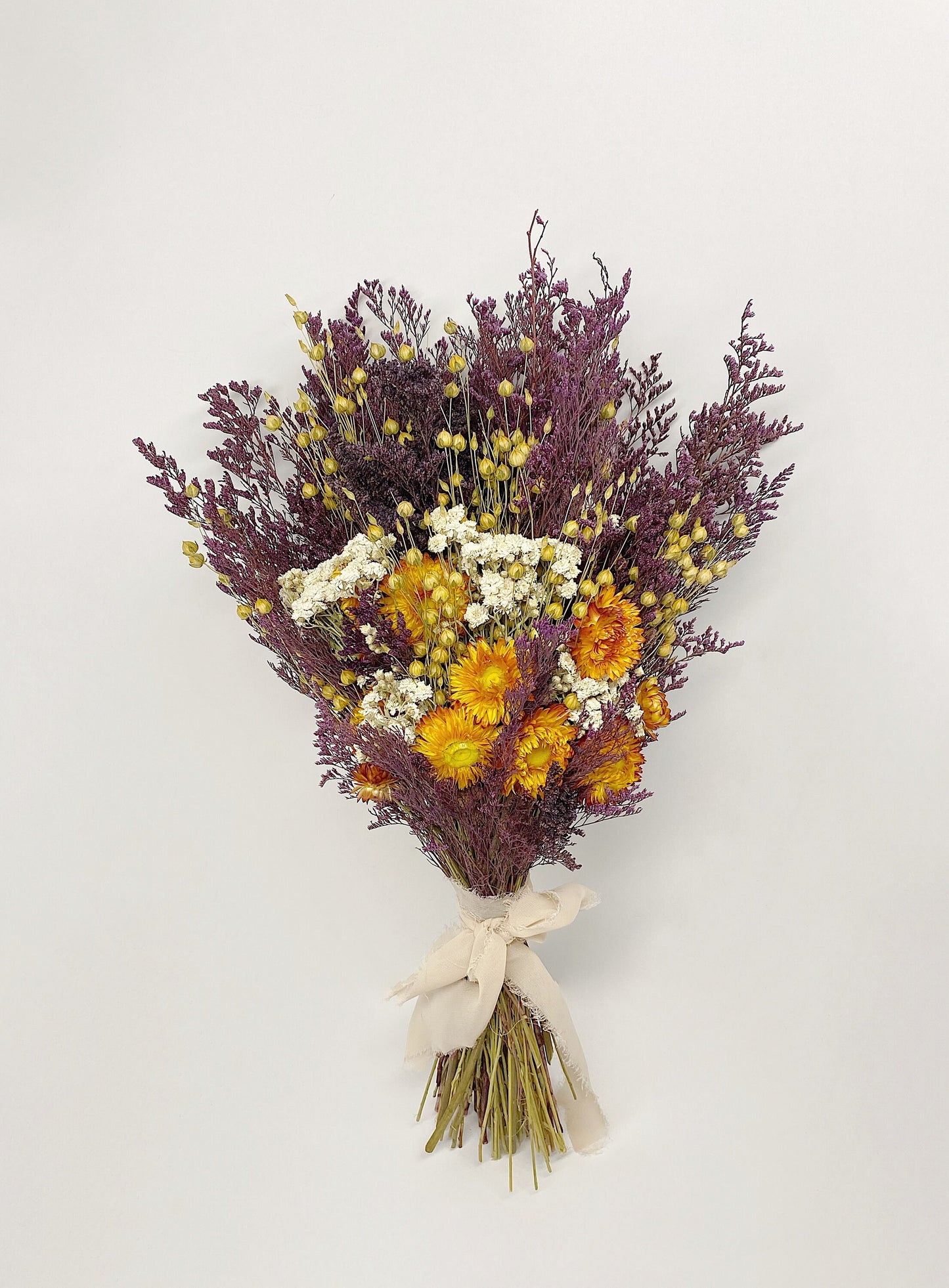 Floral Bouquet, Wedding, Purple and Orange, Dried Flowers, Bridal, Caspia, House Decor, Preserved Flowers, Straw Flowers, Fall