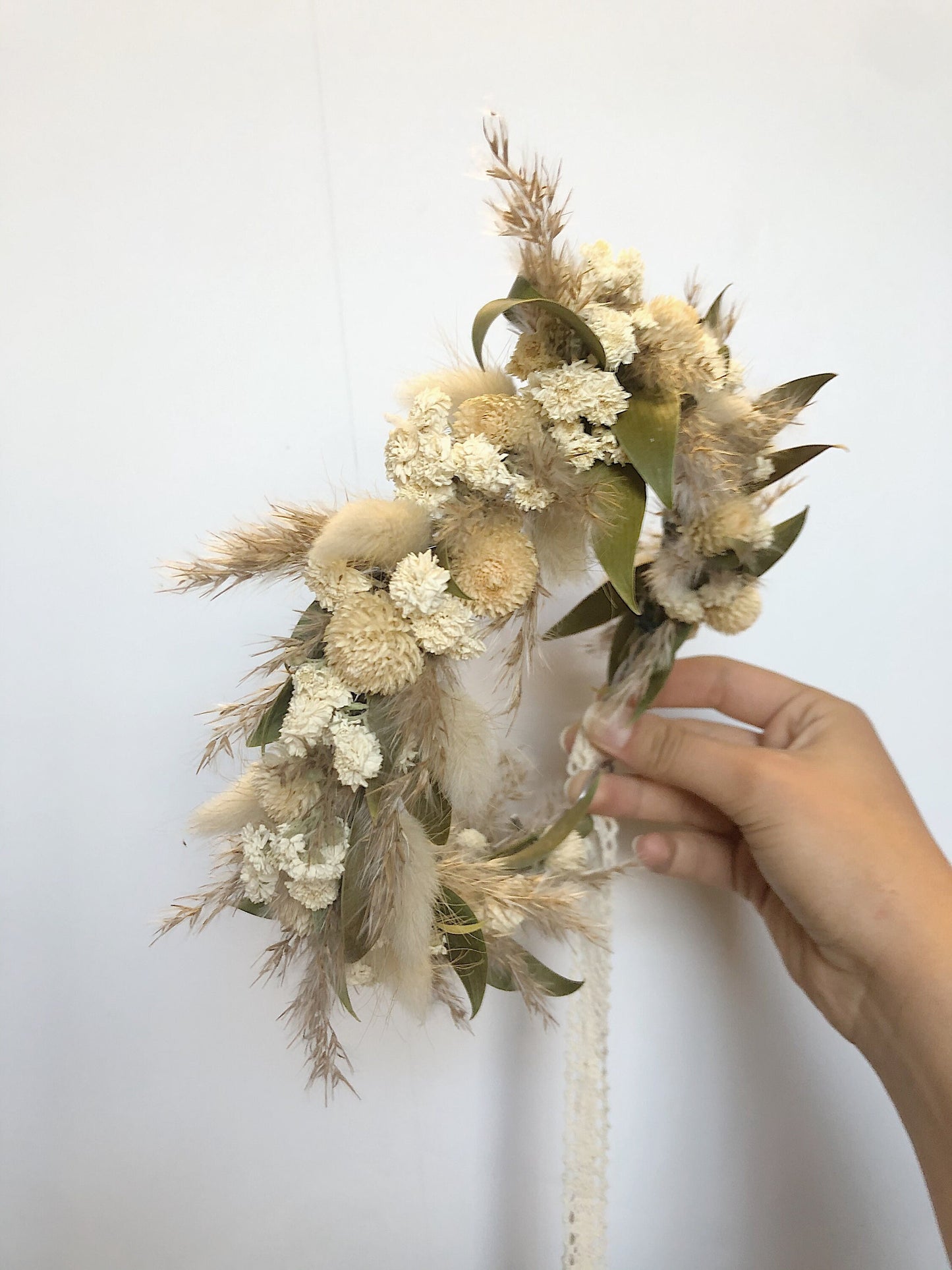 Head Wreath, Hair Comb, Natural Flowers, Head Decoration, Dried Flowers, Neutral, Cute, Bridal, Flower Girl, Photoshoot, Centerpiece, Cream