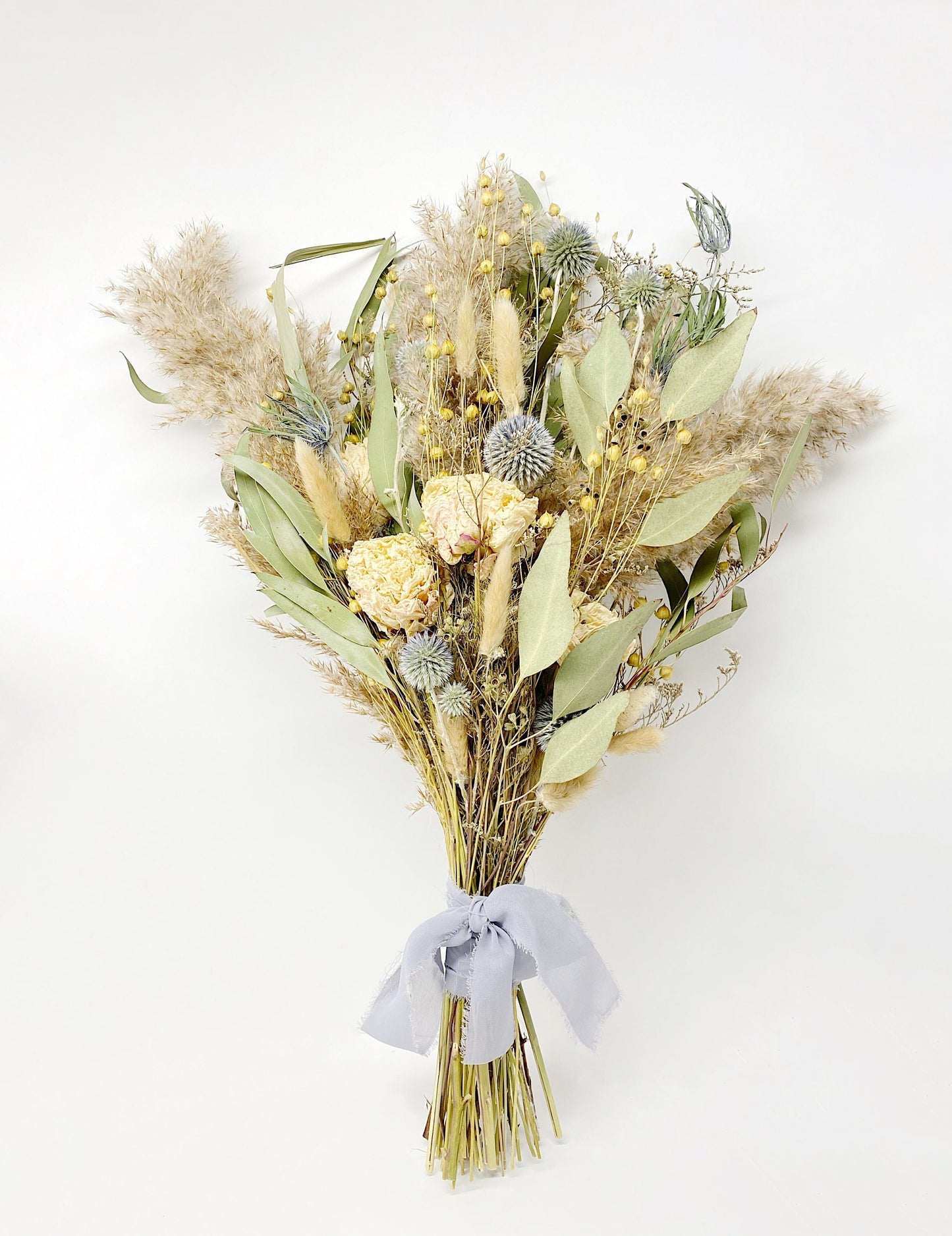 Wedding Bouquet, Pampas Grass, Dried Flowers, Summer, Bridal, Floral, Preserved Flowers, Peonies, Fairy, Blue, Natural, Flax, Greenery