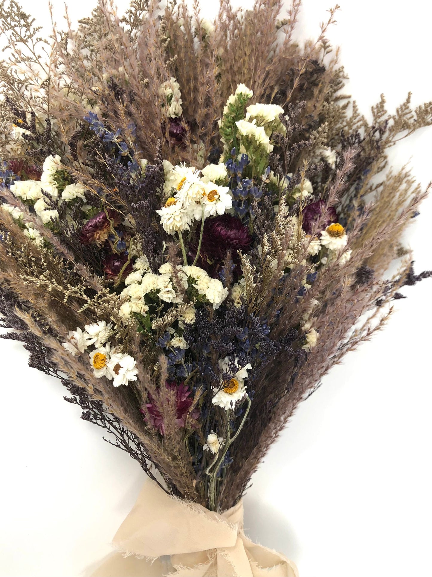 Wedding Bouquet, Dried Flowers, Beige, Brown, Purple, Fall, Wildflowers, Modern, Boho, Preserved, Floral, Pampas, Feather Grass