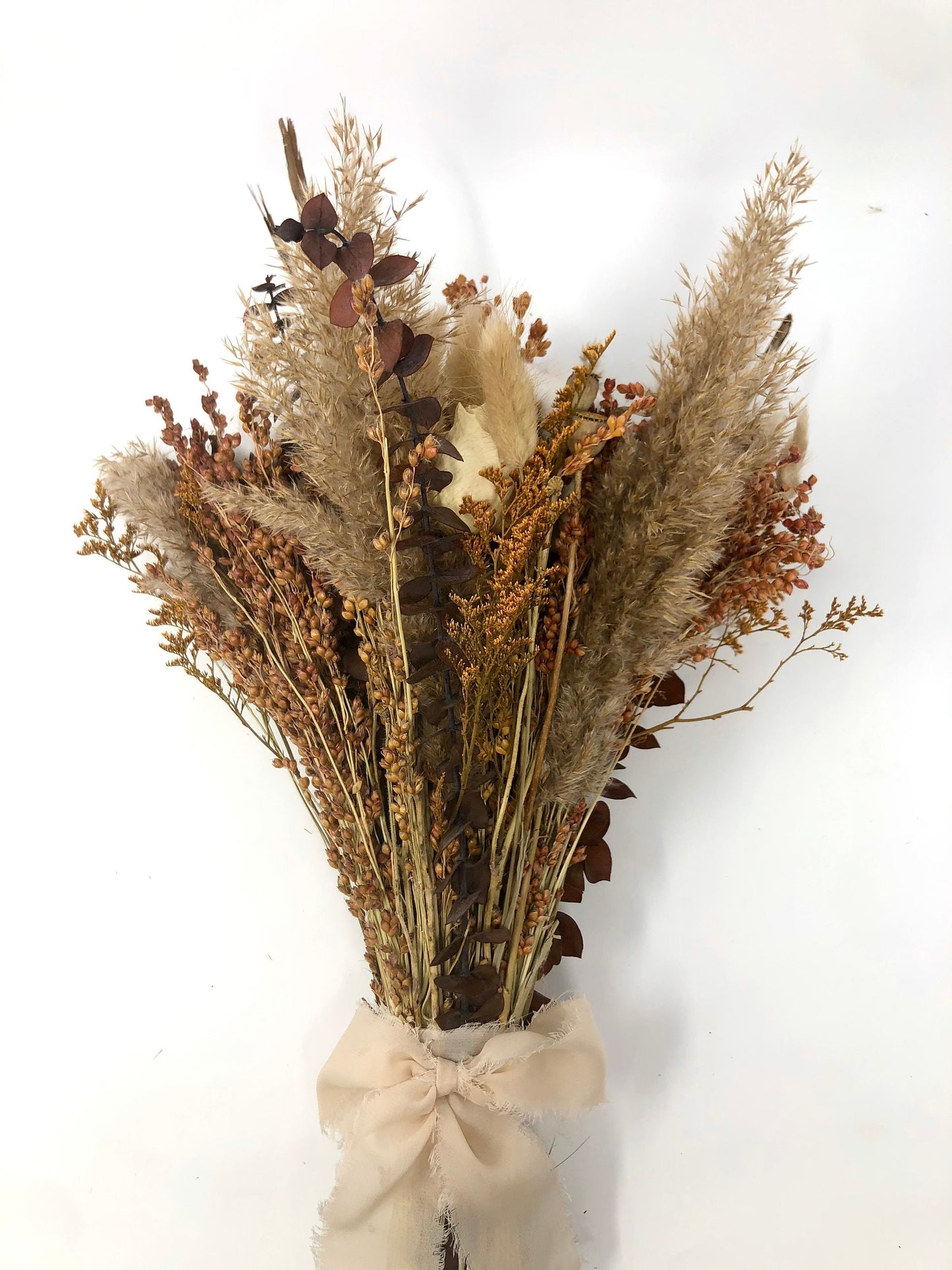 Orange Bouquet, Fall Bouquet, Dried, Preserved Flowers, House Decoration, Dried Roses, Pampas, Bunny Tail, Feathers, Eucalyptus