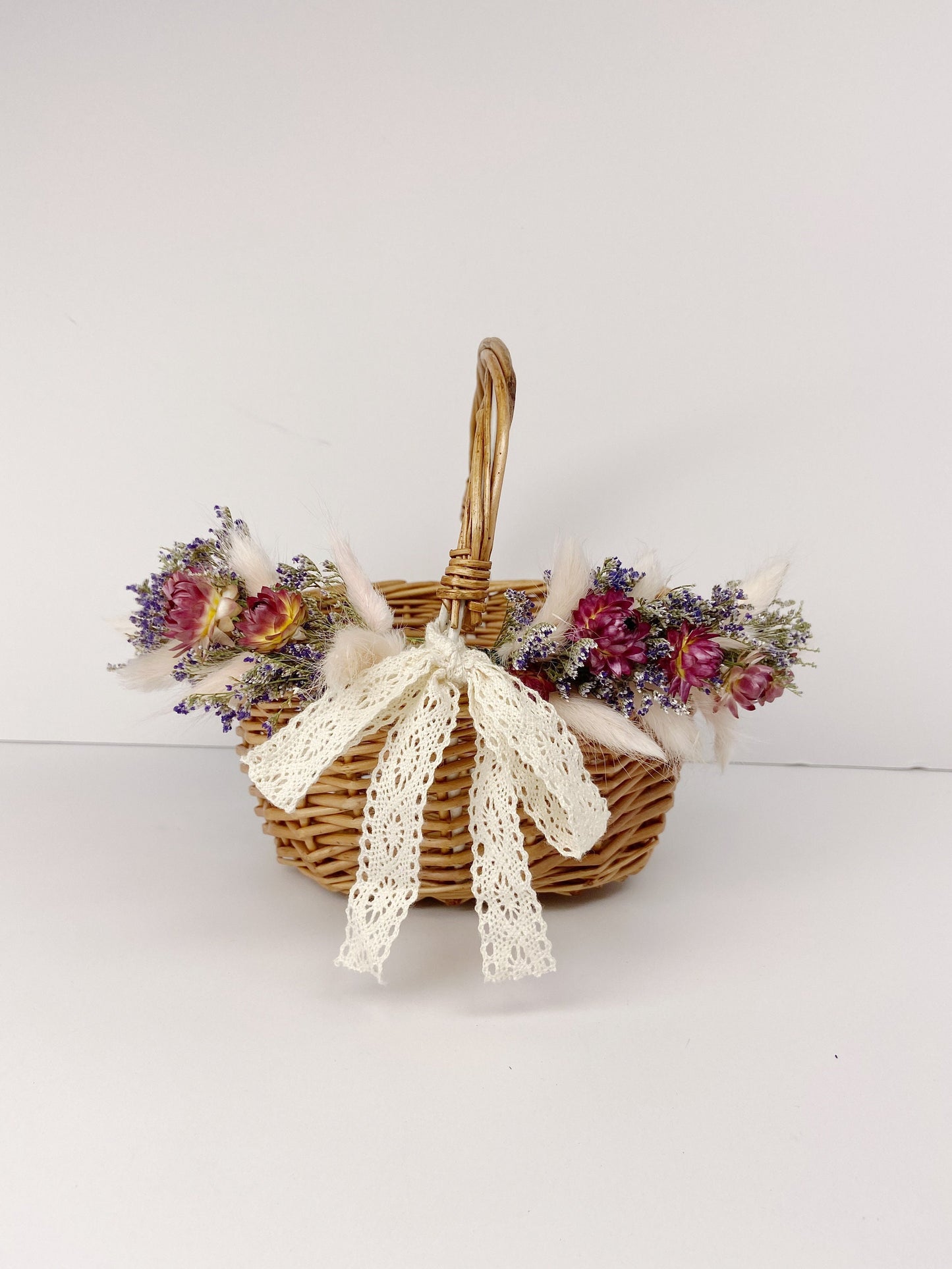 Flower Girl Basket, Wedding Basket, Wooden, Rose Petals, Dried Flowers, Preserved, Aisle Runner, Decorated Basket, Details, Floral, Bridal