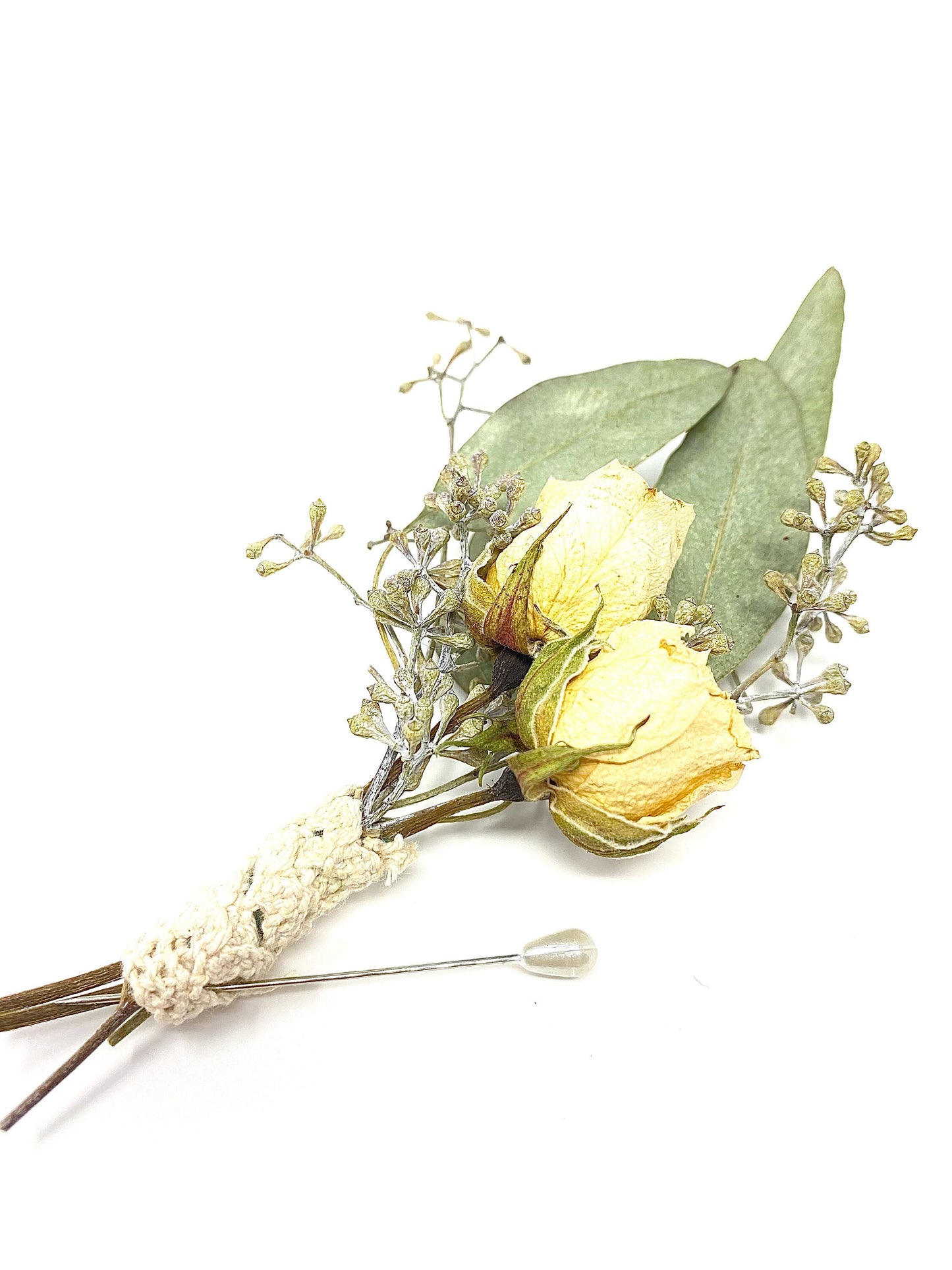 Wedding Boutonniere, Dried Roses, Wedding Accessory, Bridal, Simple, Dried Flowers, Neutral, White and Green, Decor, Dried Boutonneire