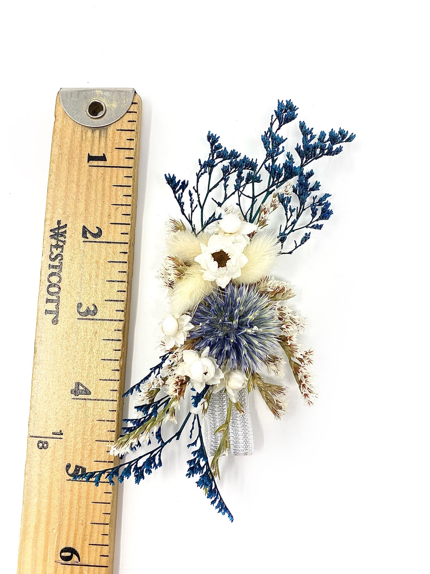 Corsage, Wedding Accessories, Dried Flowers, Preserved Floral, Blue and White, Globe Thistle, Hand Decor, Ammobium, Caspia