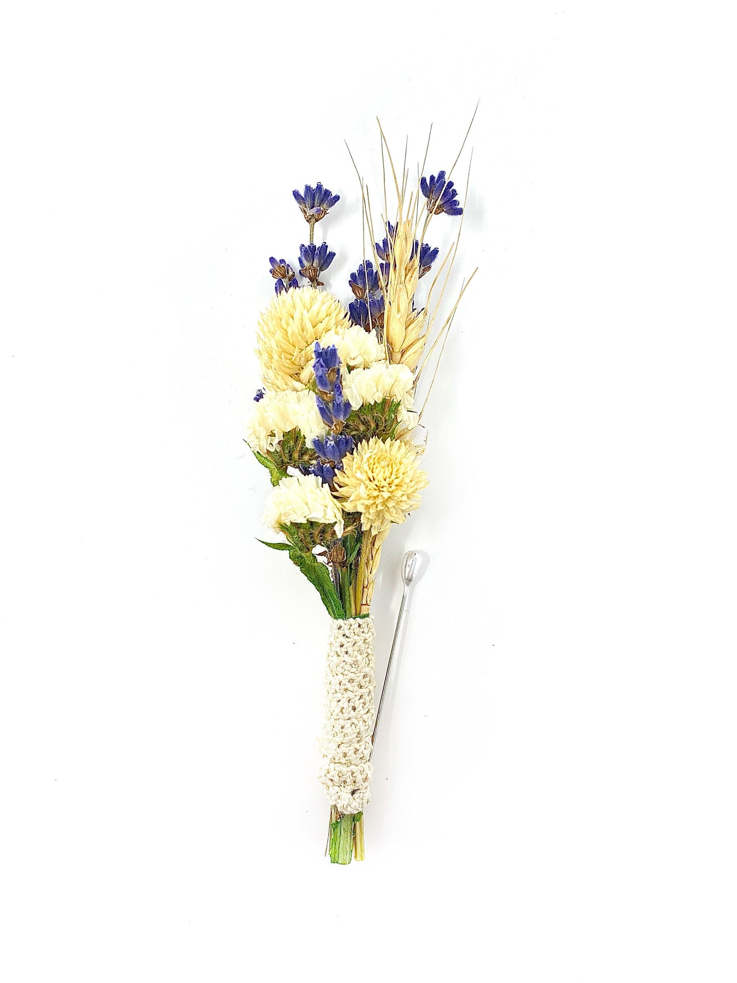 Wedding Boutonniere, Dried Flowers, Preserved Flowers, Bridal Accessories, Lavender, Cream and Purple, Wheat