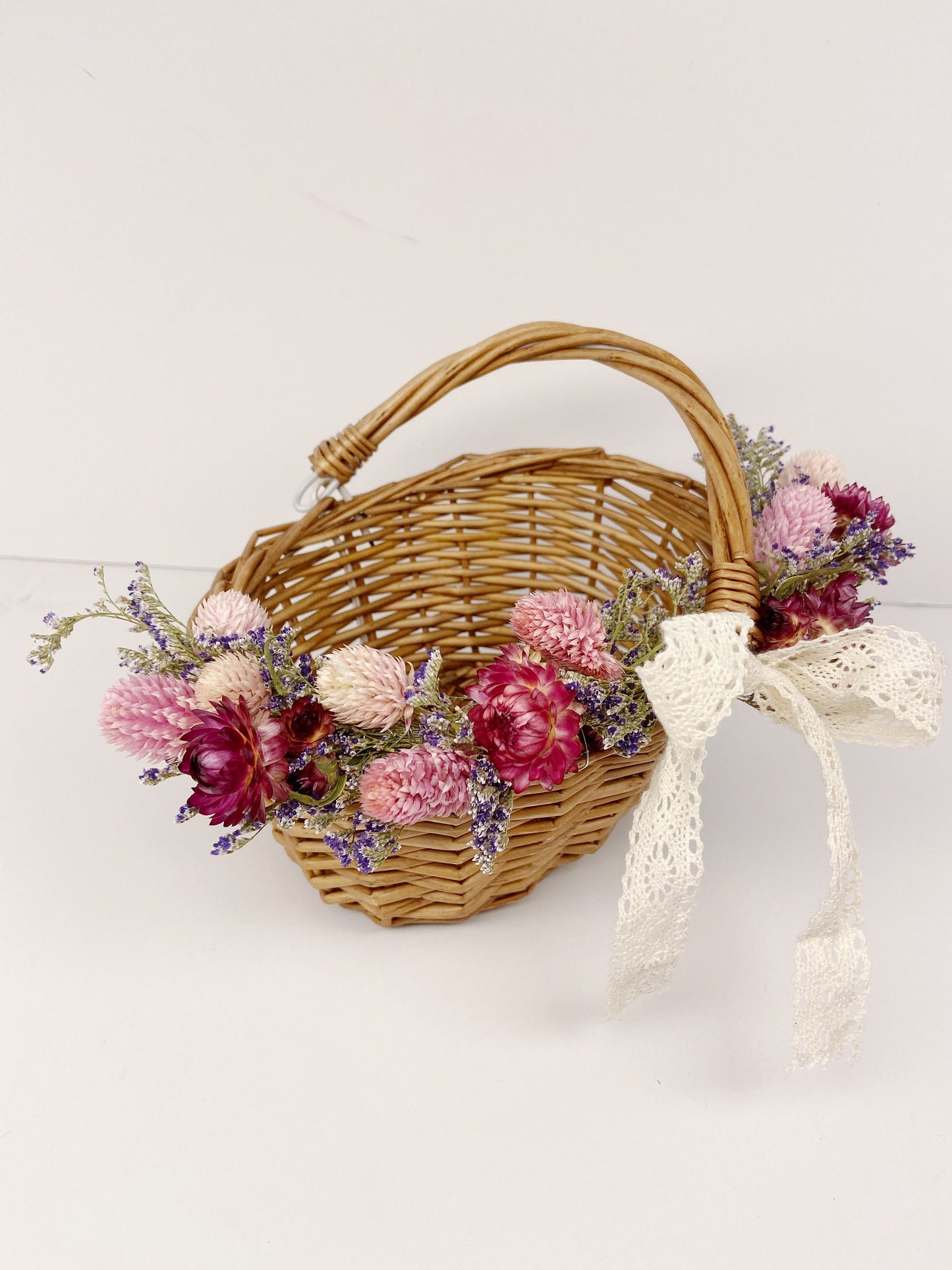 Flower Girl Basket, Wedding Basket, Wooden, Rose Petals, Dried Flowers, Preserved, Aisle Runner, Decorated Basket, Details, Floral, Bridal