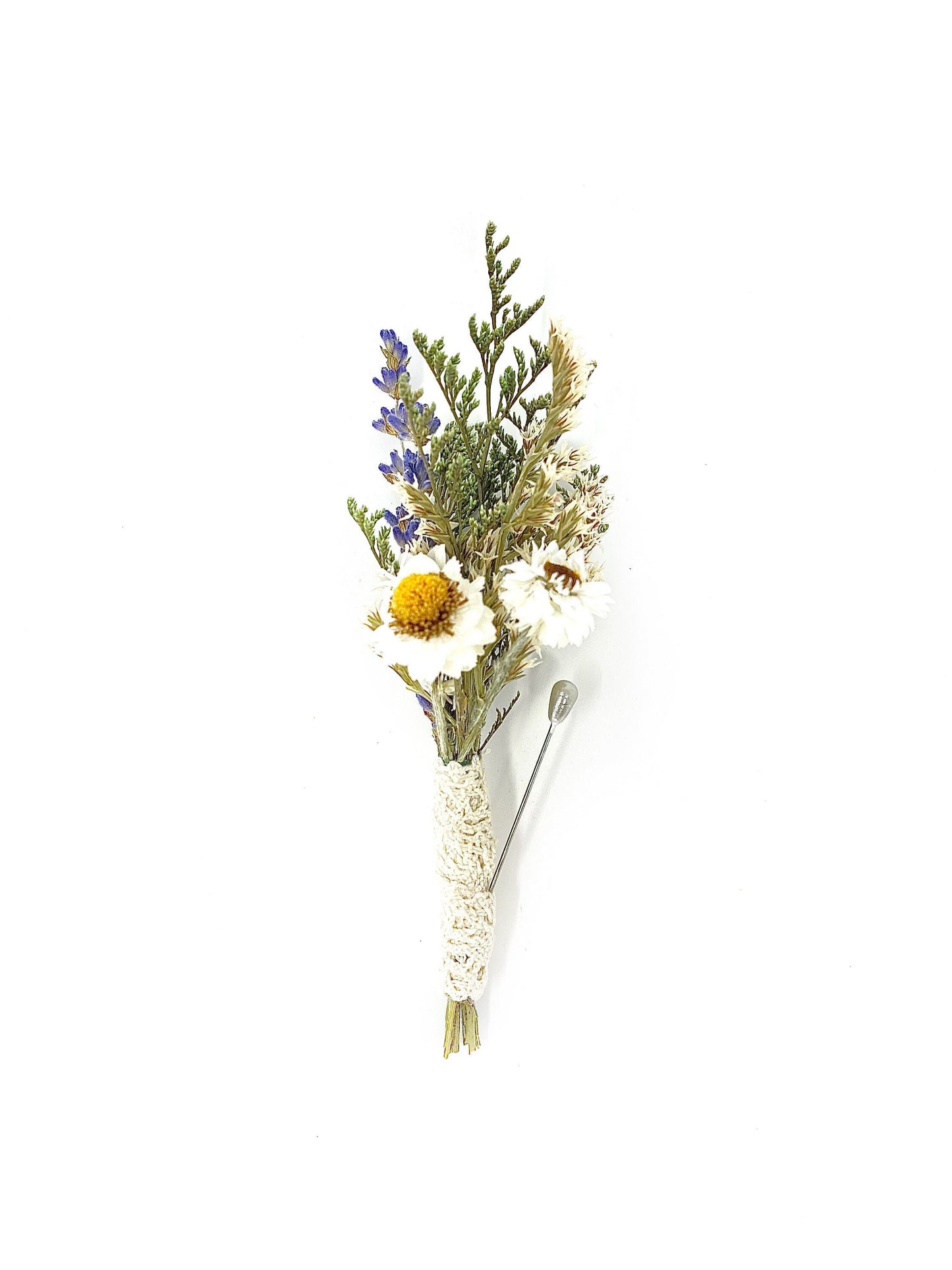 Boutonniere, Dried Flowers, Wedding Accessories, Preserved Floral, Bridal, Lavender, Decor, Ammobium, German Statice